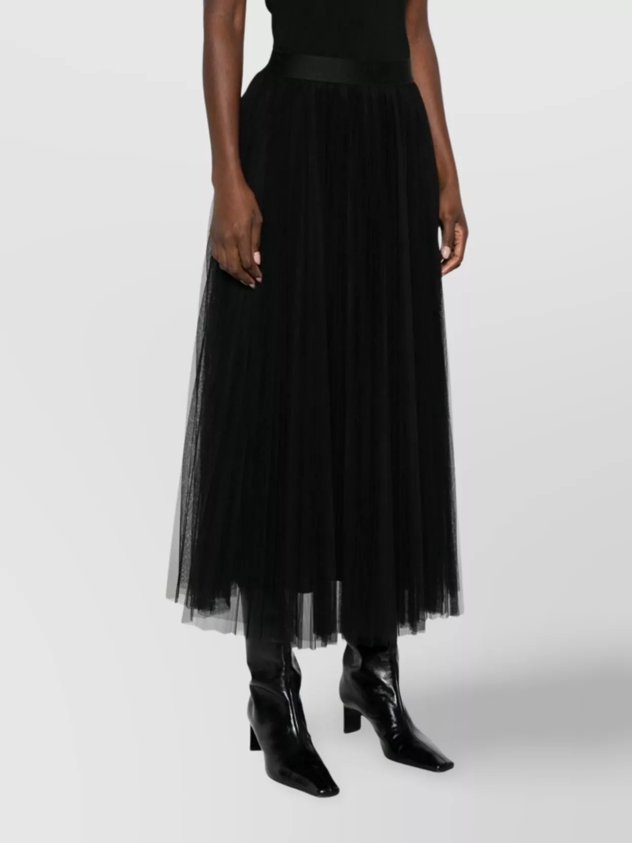Forte Forte Midi A-line Skirt Sheer Overlay In Black