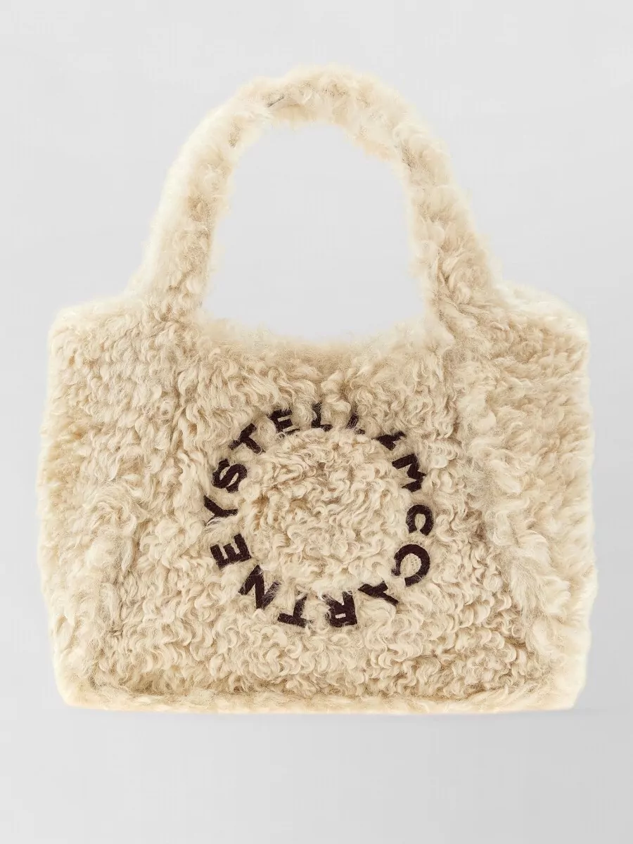 Stella Mccartney stella logo shearling tote bag