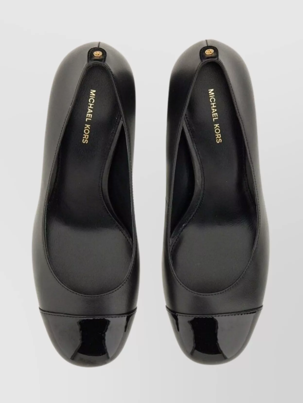 Michael Kors Block Heel Round Toe Pumps With Patent Cap