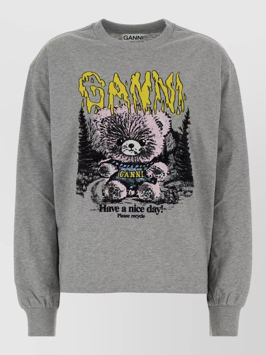Ganni organic cotton relaxed-fit graphic sweatshirt