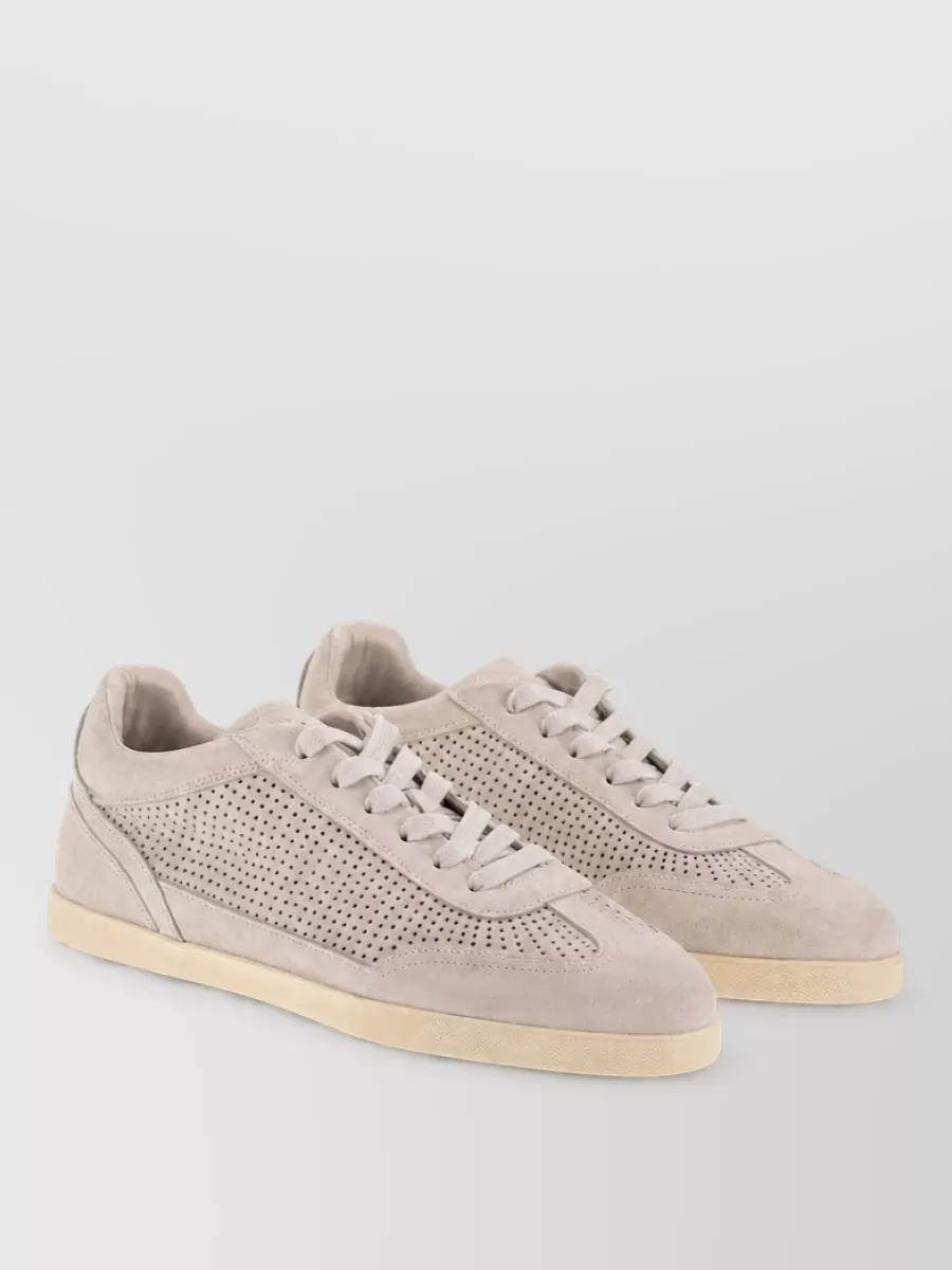 Kiton perforated leather lace-up sneakers