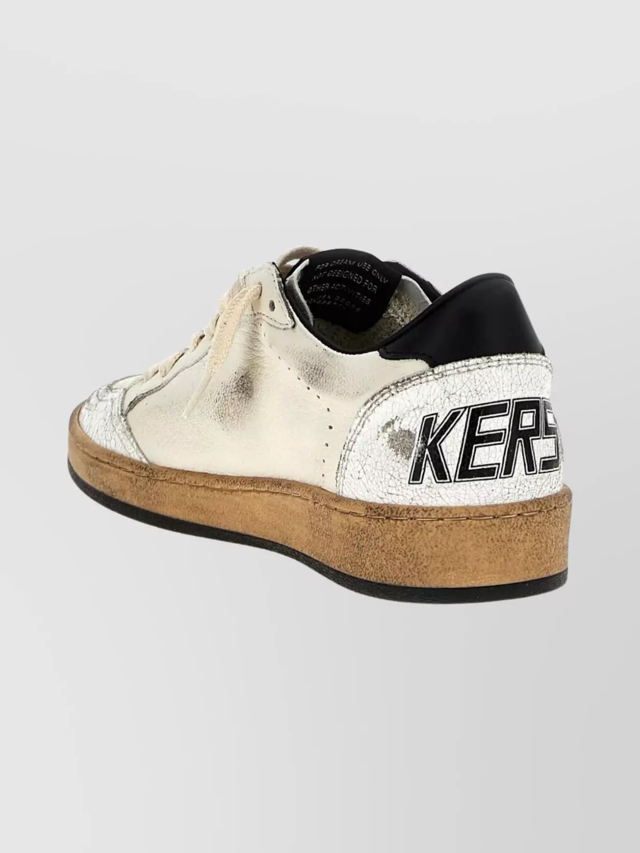 Golden Goose Ballstar Black And White Low Top Sneakers With Star Patch On The Side And Contrasting Heel With Writ In Multi