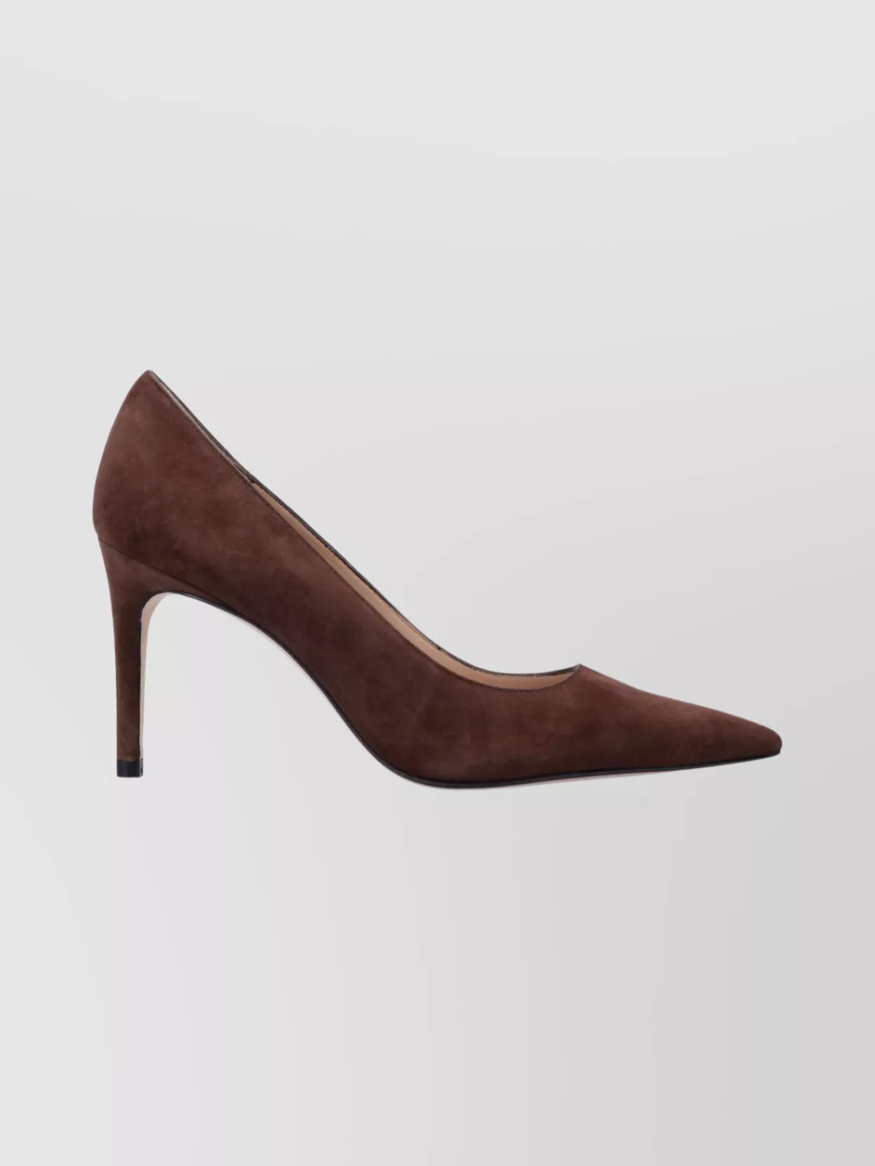 Stuart Weitzman Power 85 Suede Pointed Toe Pumps In Brown