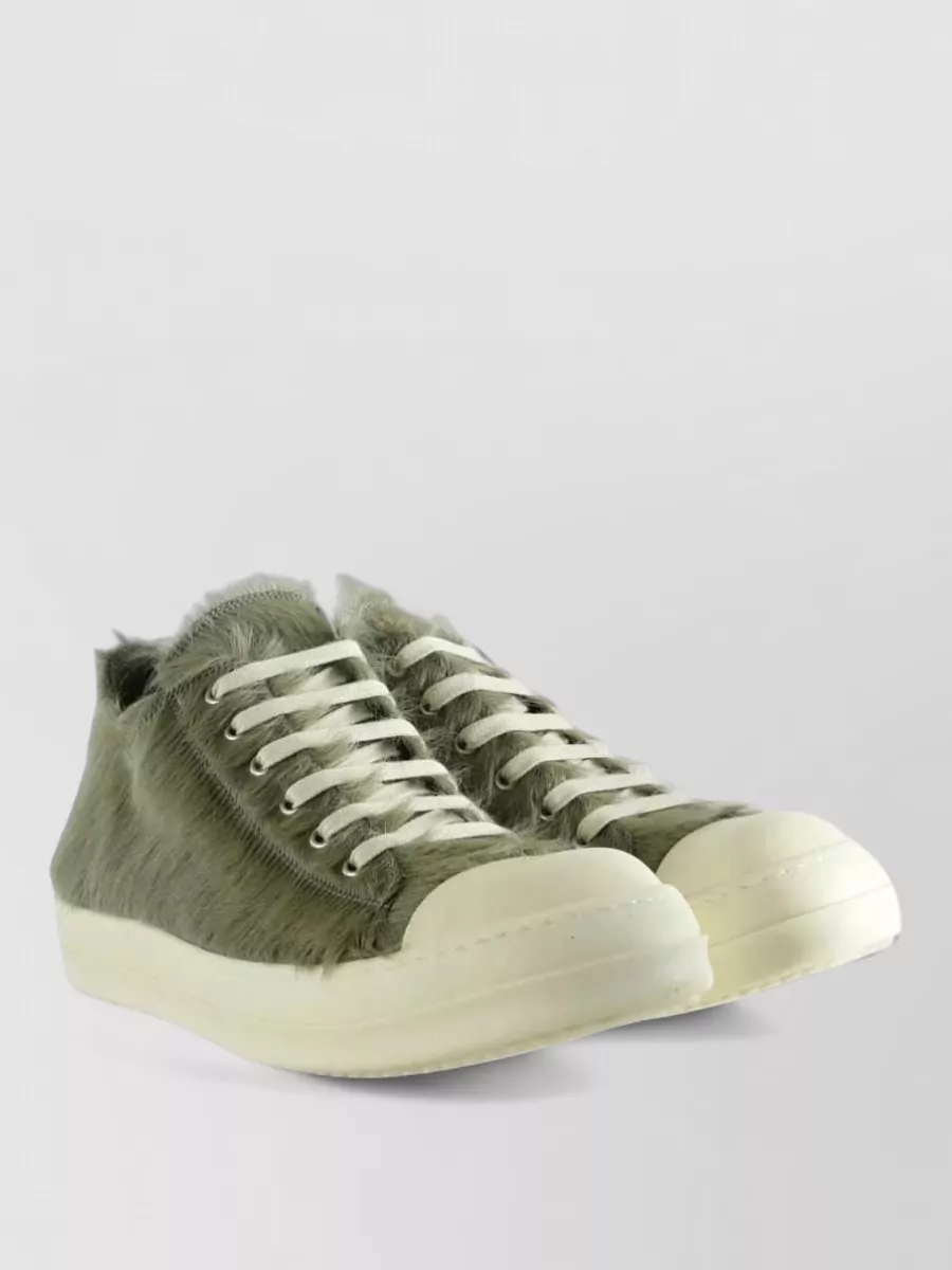 Rick Owens hair-on leather low-top sneakers