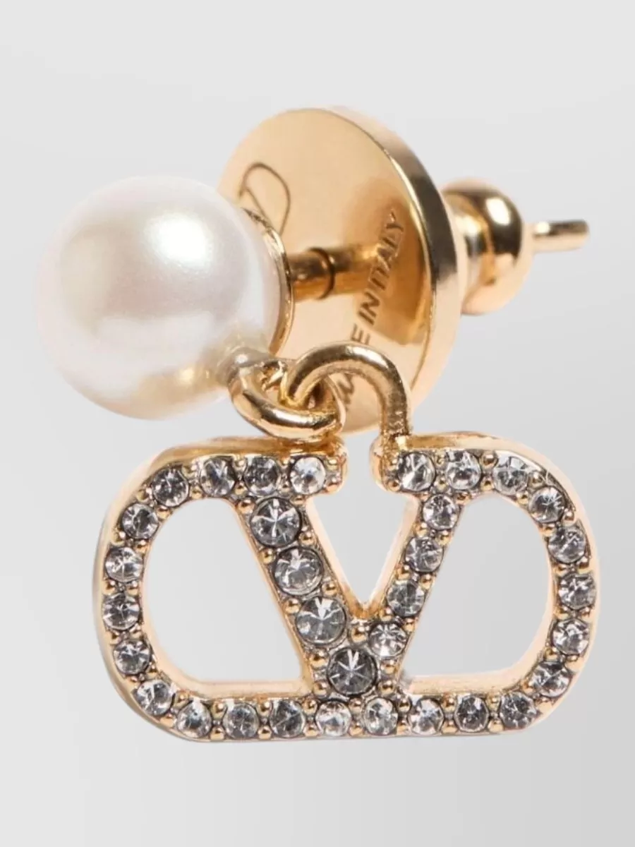 Valentino Garavani Crystal-Embellished Pearl Earrings