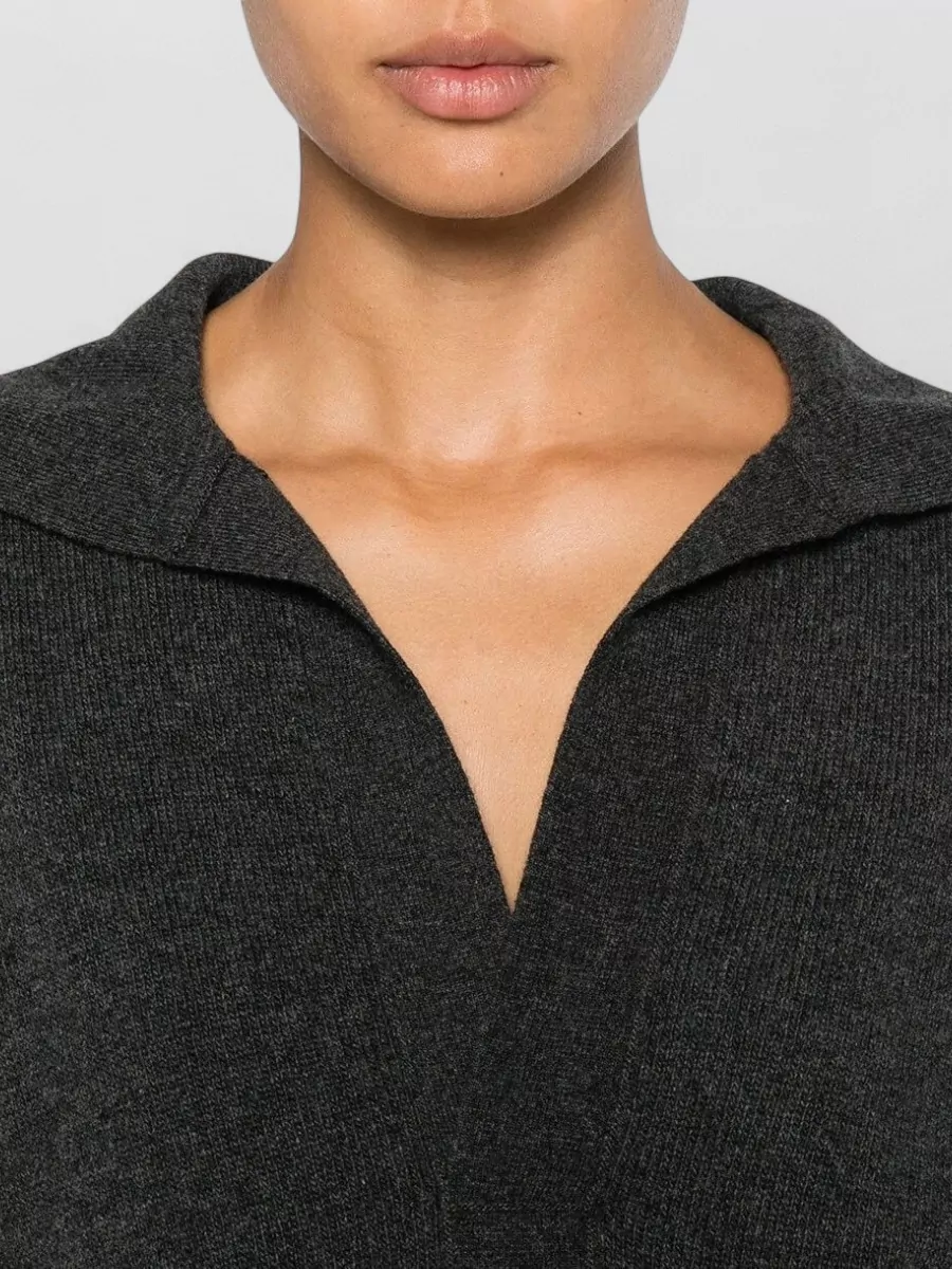Victoria Beckham Cashmere Wool Polo Collar Long Sleeve Jumper