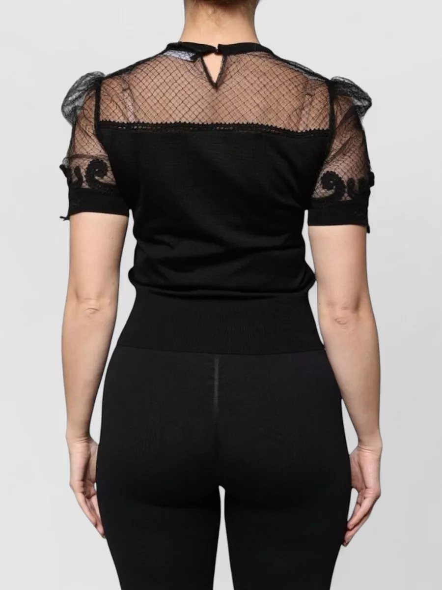 Dolce&Gabbana Silk Lace Short-Sleeve Knit Top