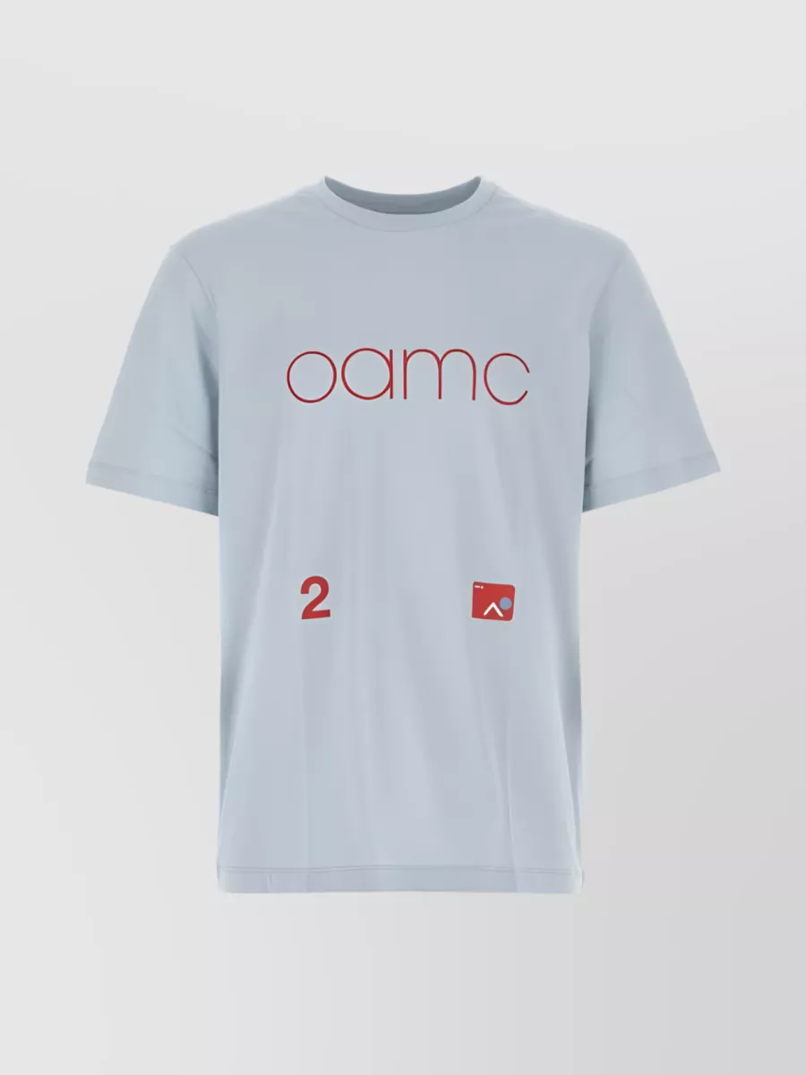 Shop Oamc Logo Print Cotton T-shirt In Pastel