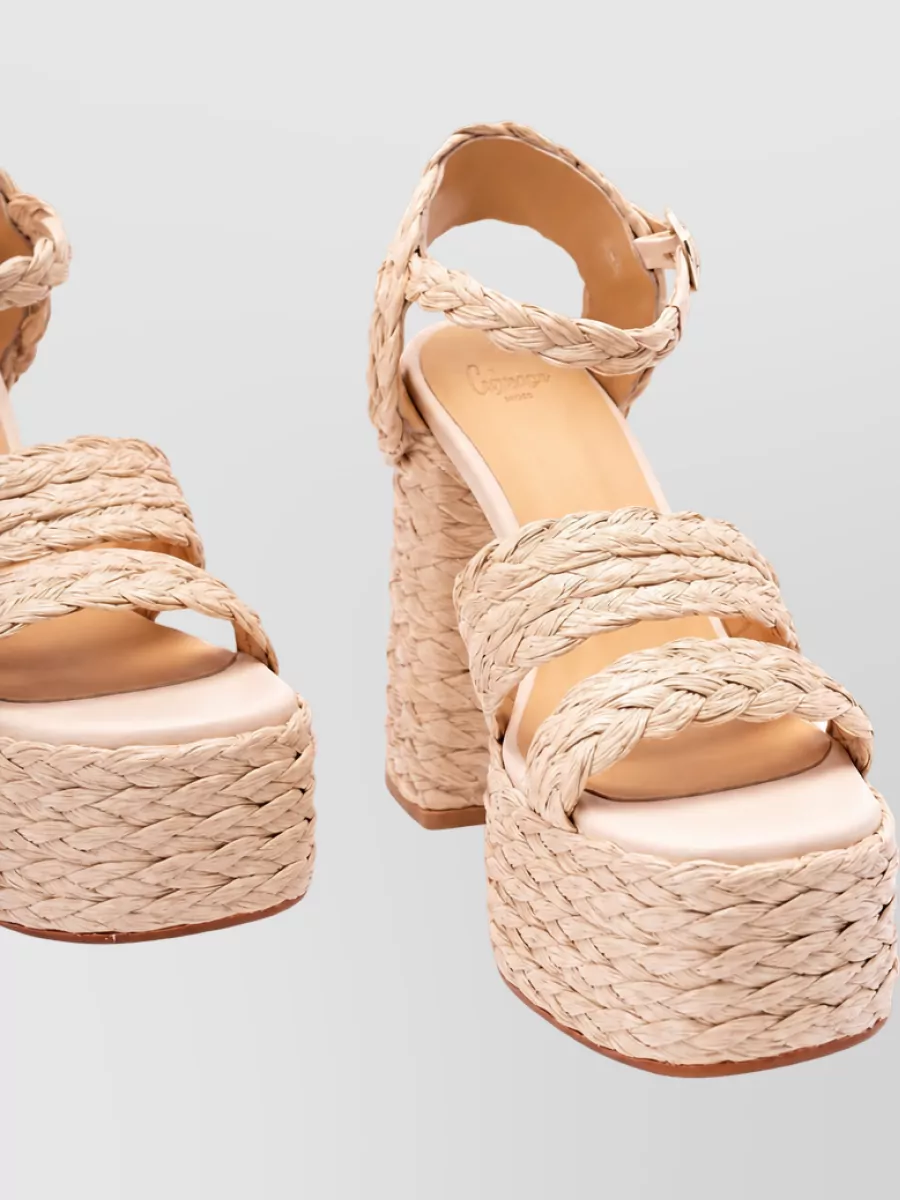 Castaner Raffia Platform Mules