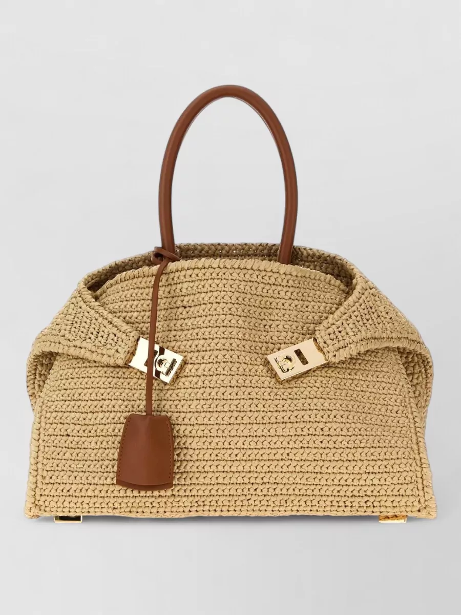 Ferragamo Small raffia tote bag