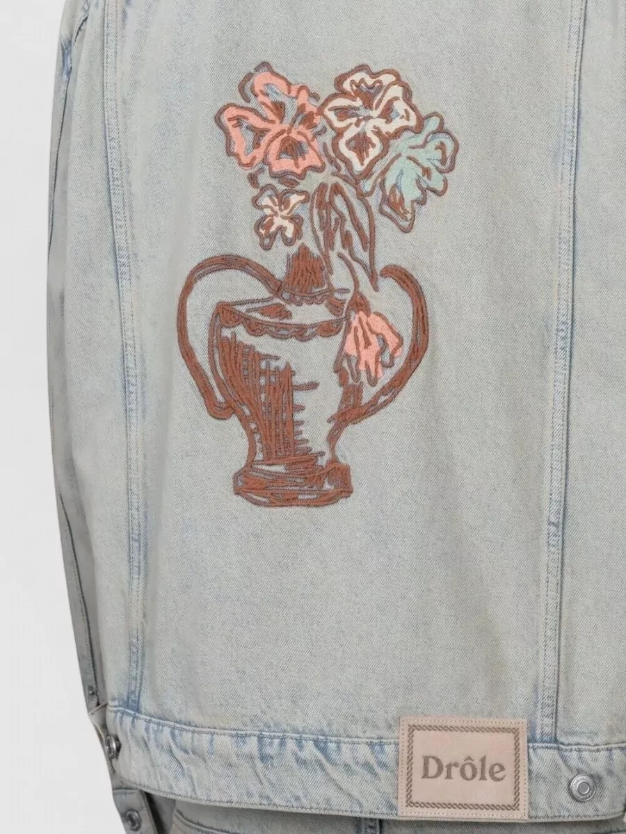 Drôle De Monsieur Embroidered Floral Denim Jacket