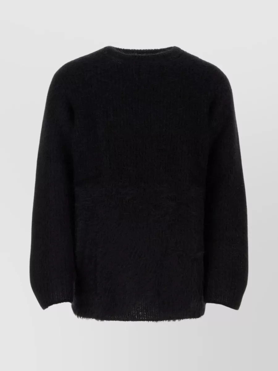 Shop Yohji Yamamoto Oversized Crew-neck Sweater In Mohair Blend In Black