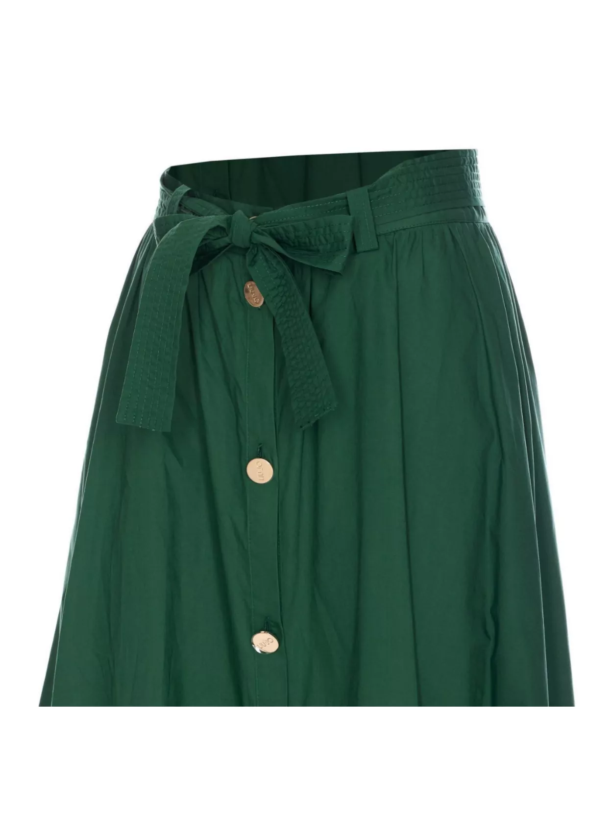 Liu •jo Liu Jo Flared Long Skirt In Green Cotton With Bottons
