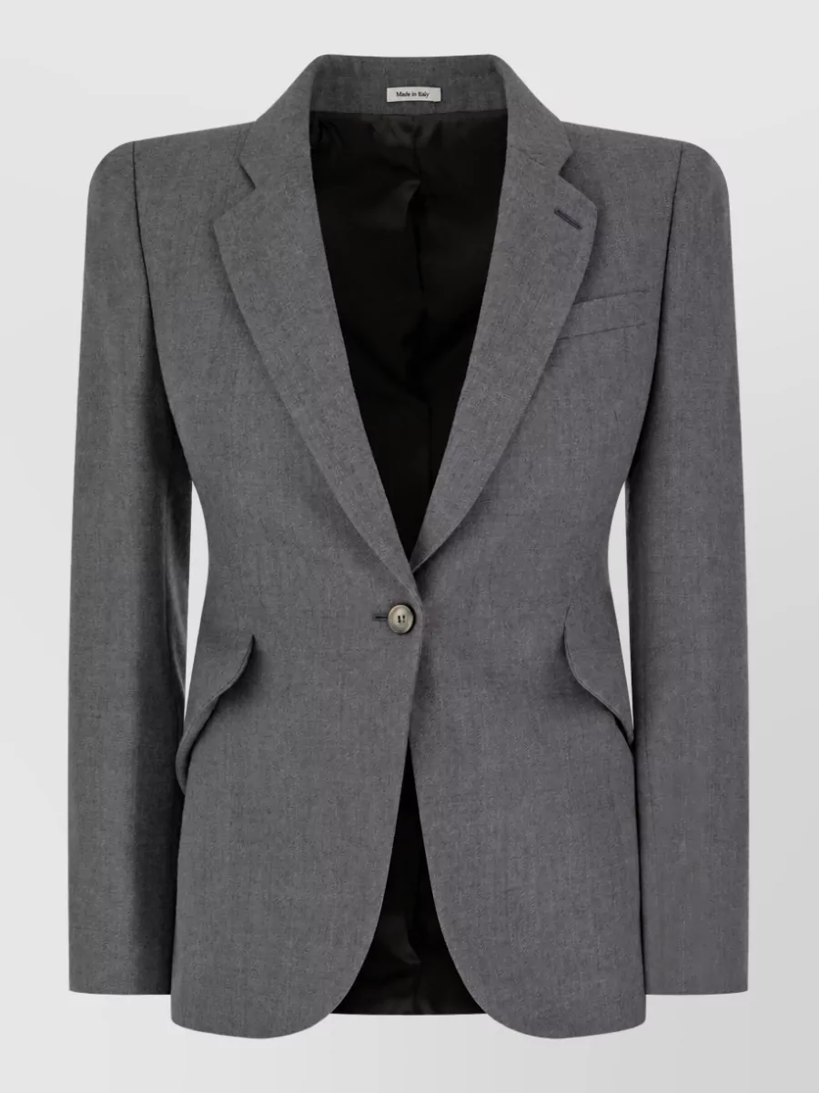 Alexander Mcqueen Wool Blazer In Gray