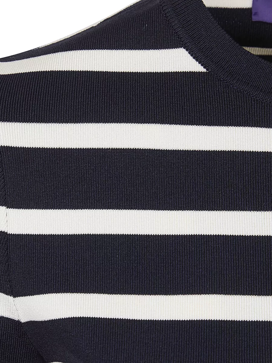 Ralph Lauren Silk Striped Slim-Fit Crewneck Long-Sleeve Jumper