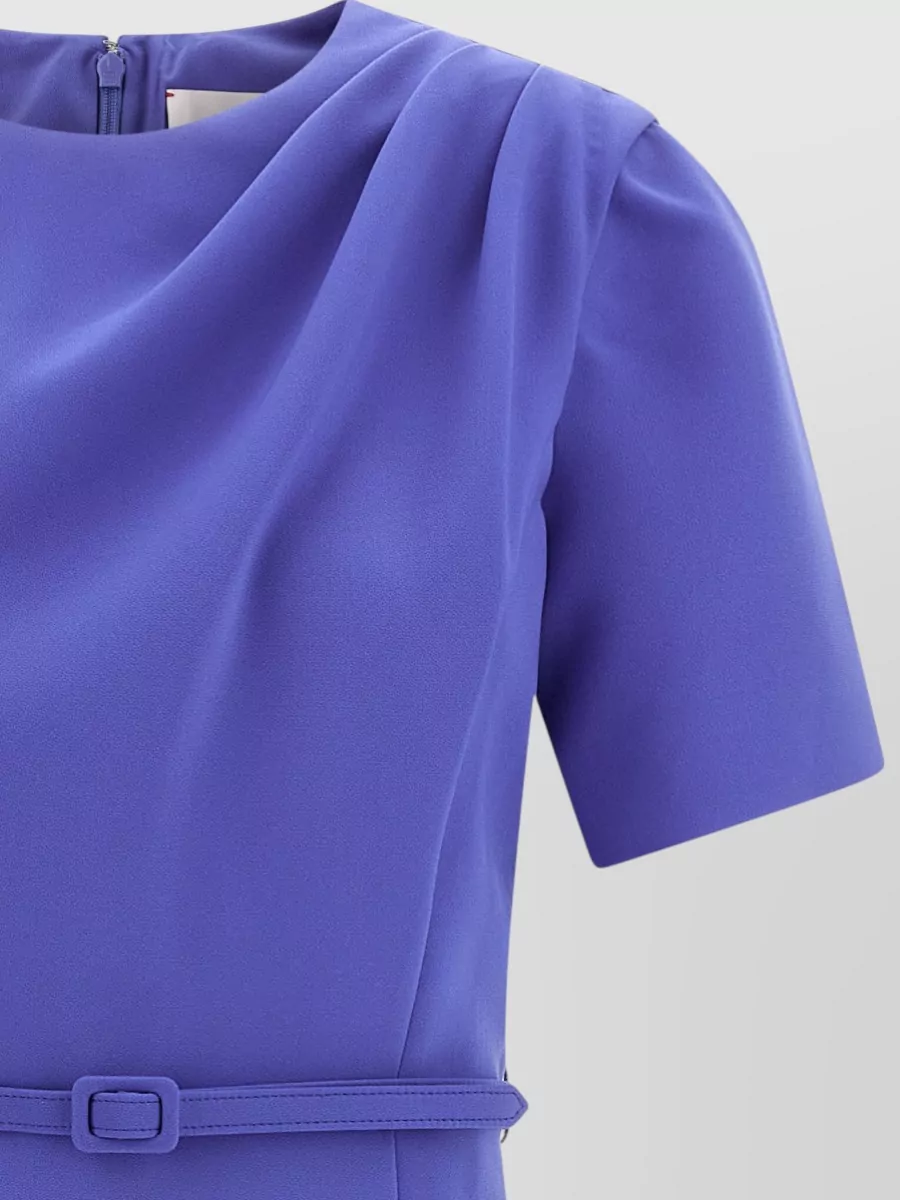 Carolina Herrera Short Sleeve Dress Belted Waist Detail