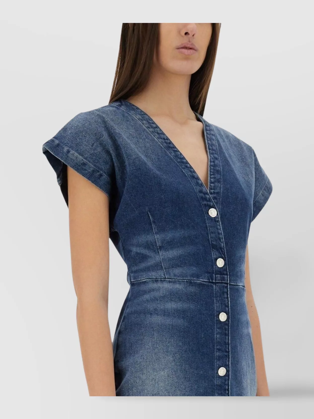 Moschino Slim Fit Denim Dress V-Neckline