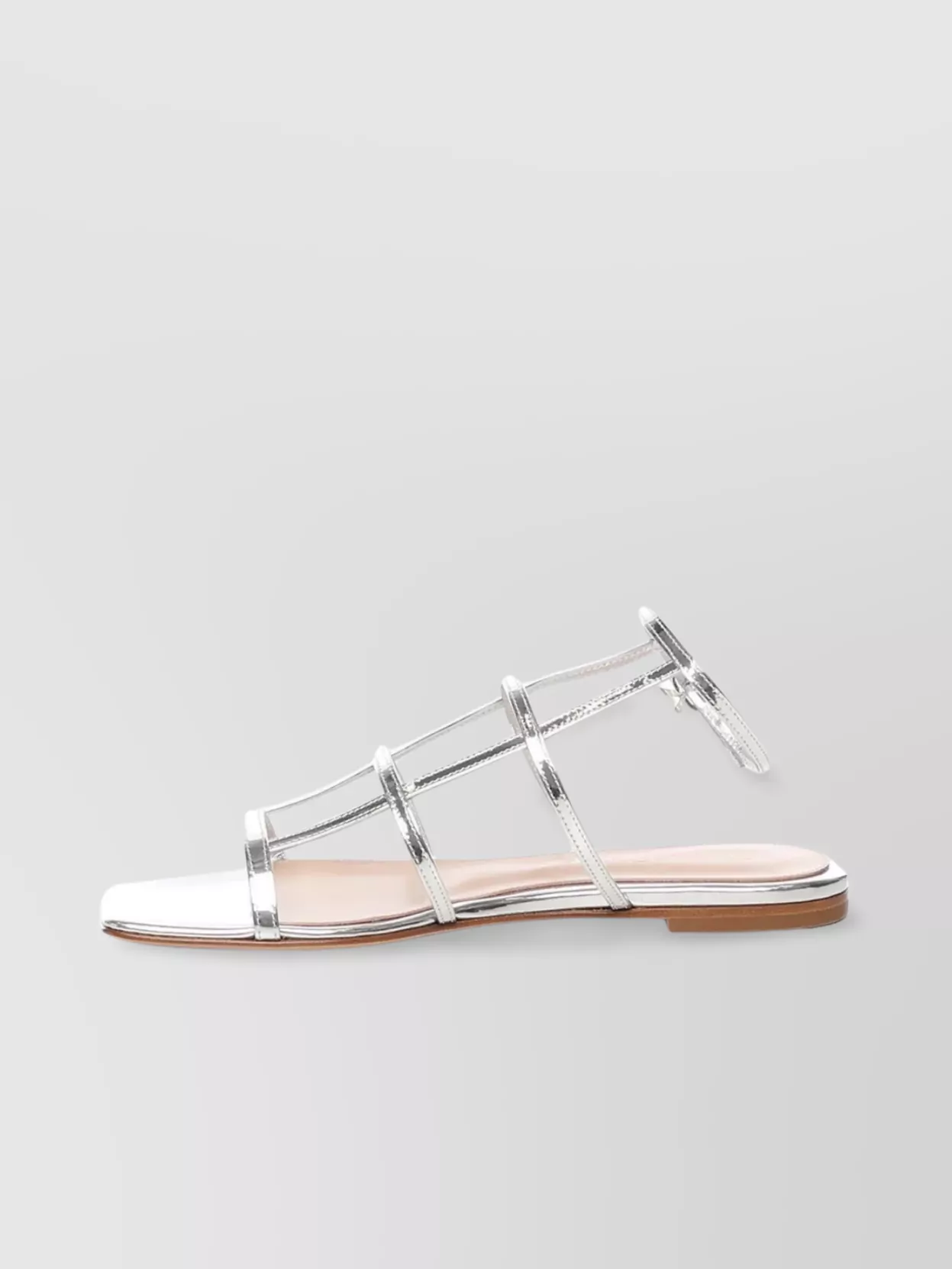 Gianvito Rossi Square Toe Flat Sandals With Metallic Finish