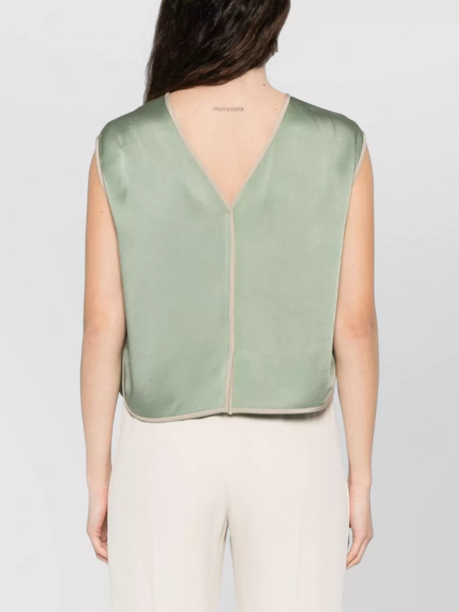 Forte Forte Sleeveless Top Satin Finish Contrast Piping