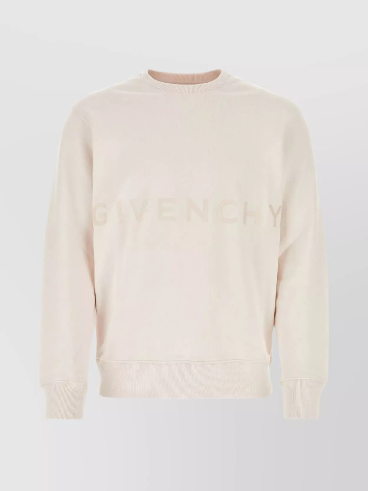 Shop Givenchy Cotton Ribbed Crew-neck Sweatshirt In Beige