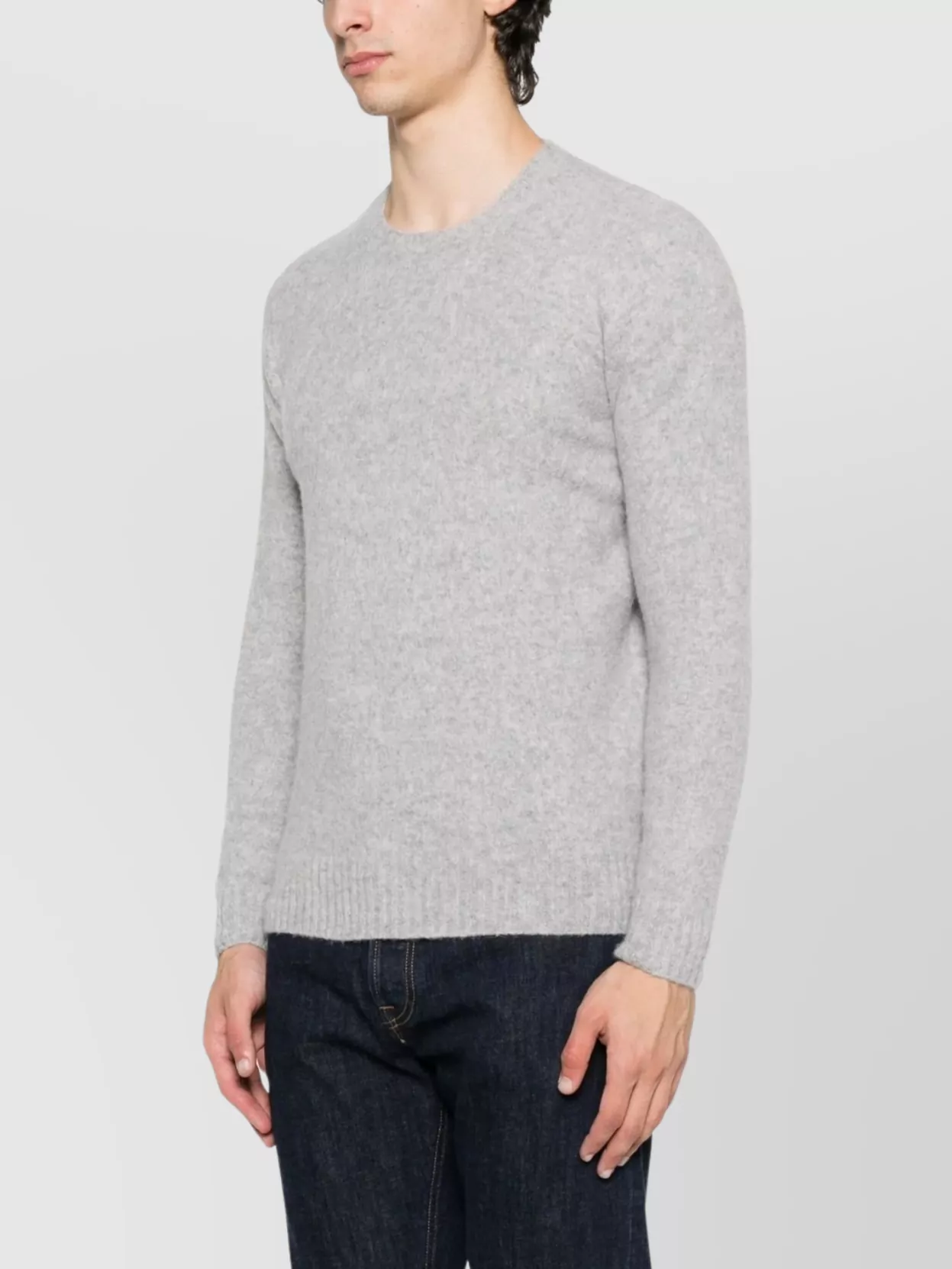 Drumohr Soft Texture Ribbed Crewneck Knitwear In Gray