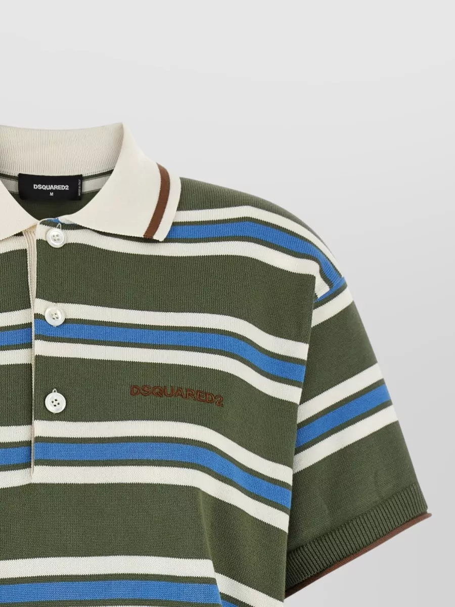 Dsquared2 Striped Knit Polo Top