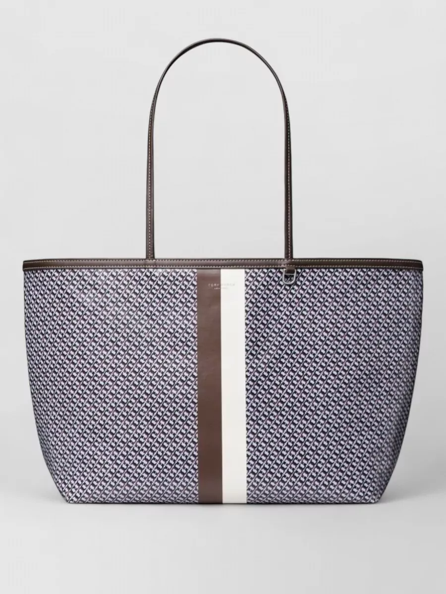 Tory Burch Racer Pattern Tote Bag Dual Handles