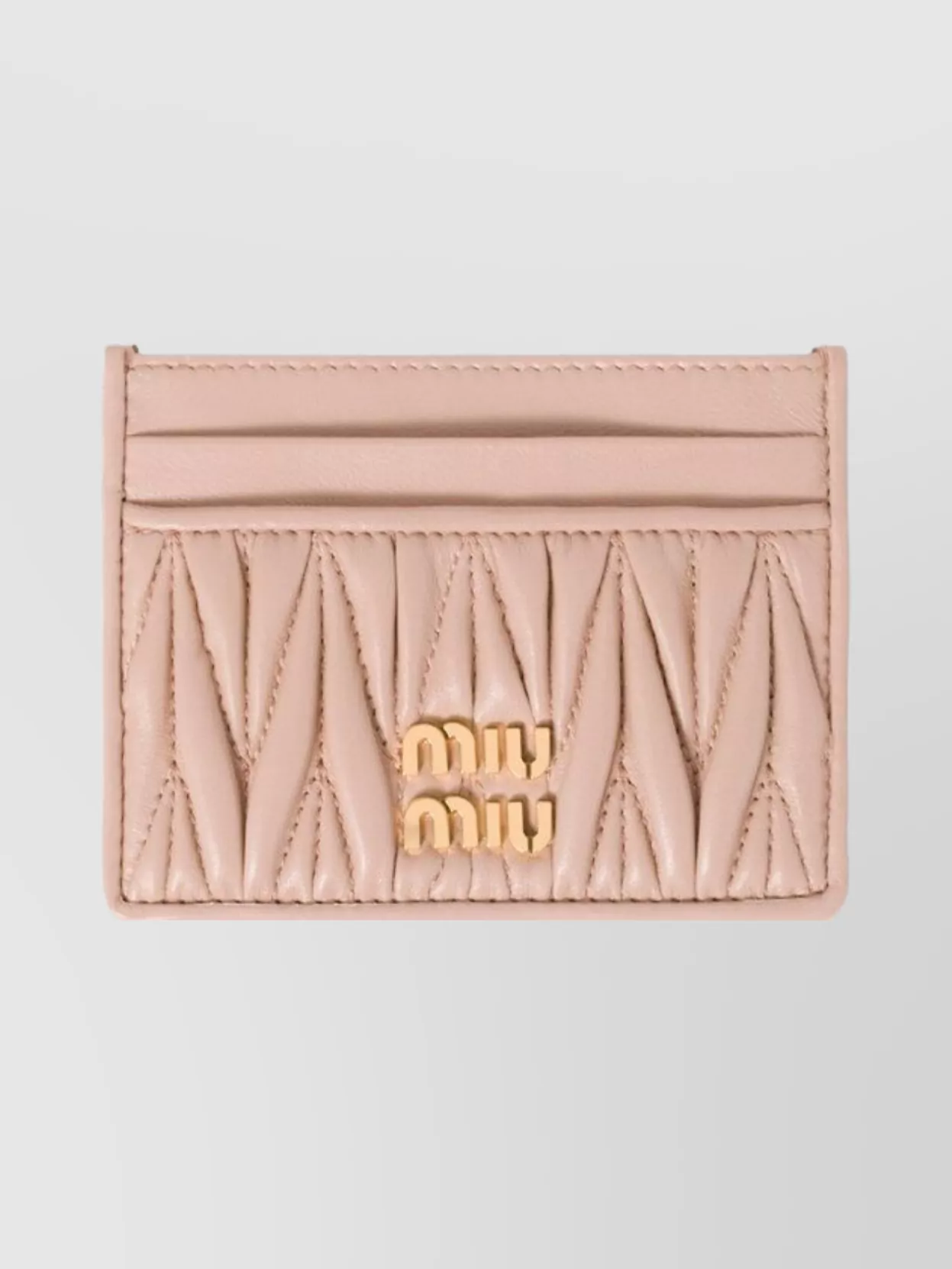 Miu Miu Quilted Nappa Leather Card Holder In Pink