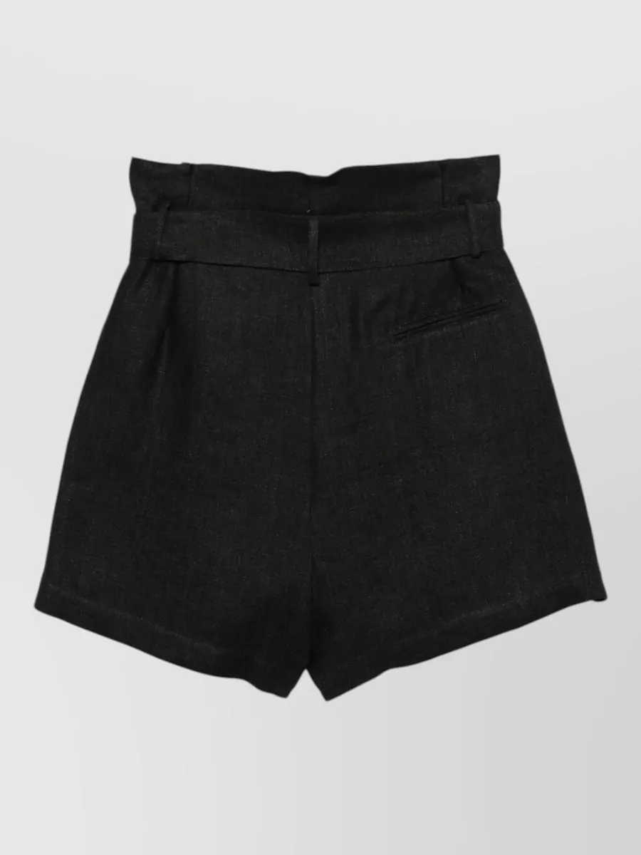 Alysi Linen Belted Tailored Bermuda Shorts