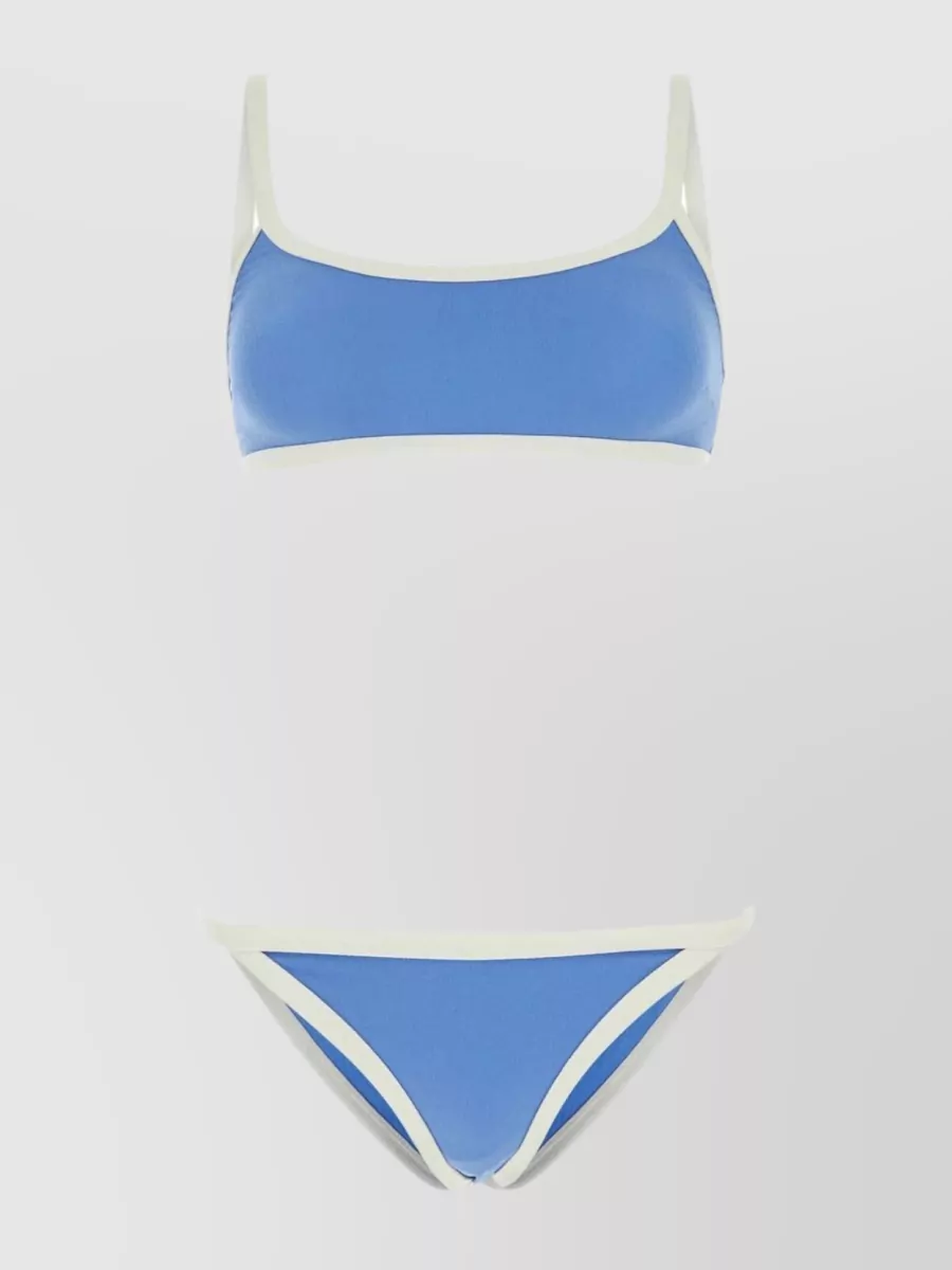 Shop Lisa Marie Fernandez Strap-detailed Bandeau Bikini Set In Blue