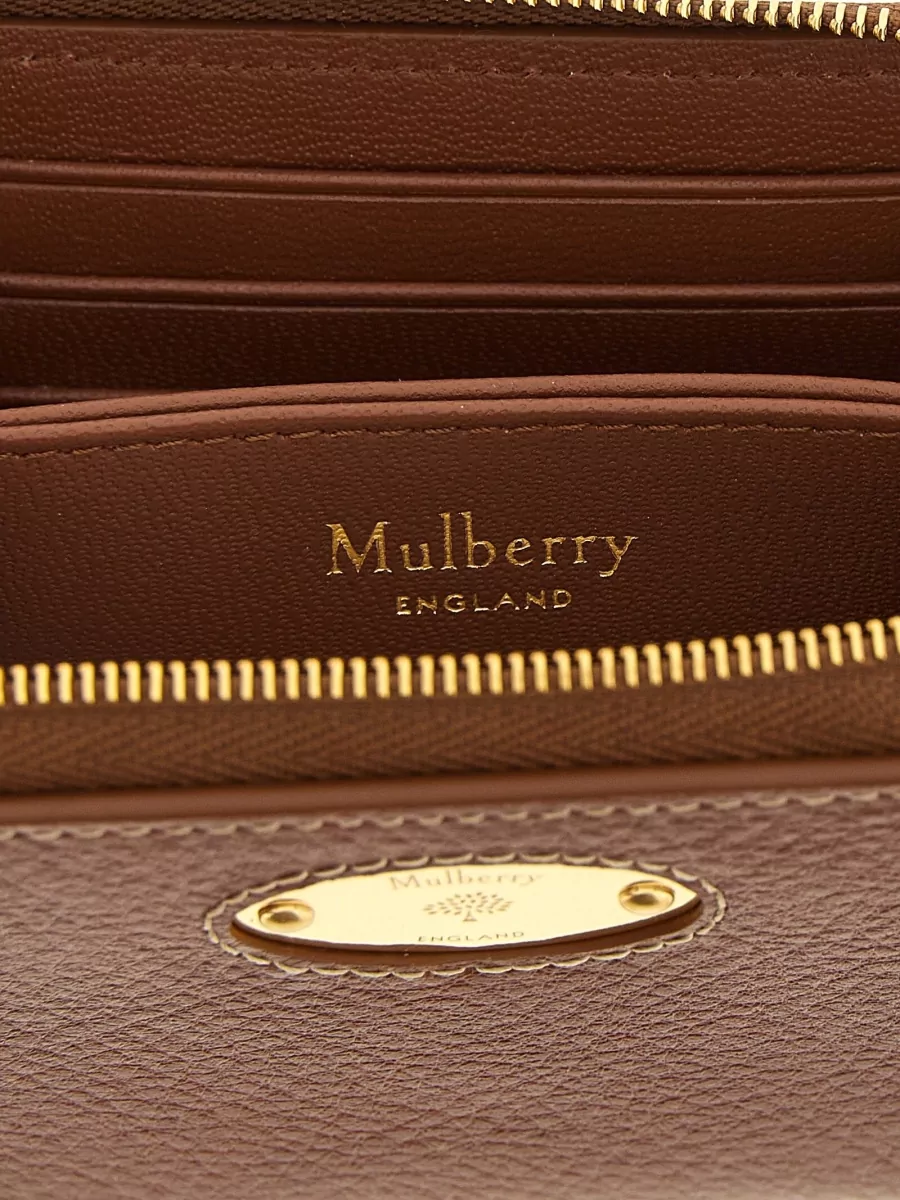 Mulberry Zip Around Wallet Textured Finish Hardware In Brown