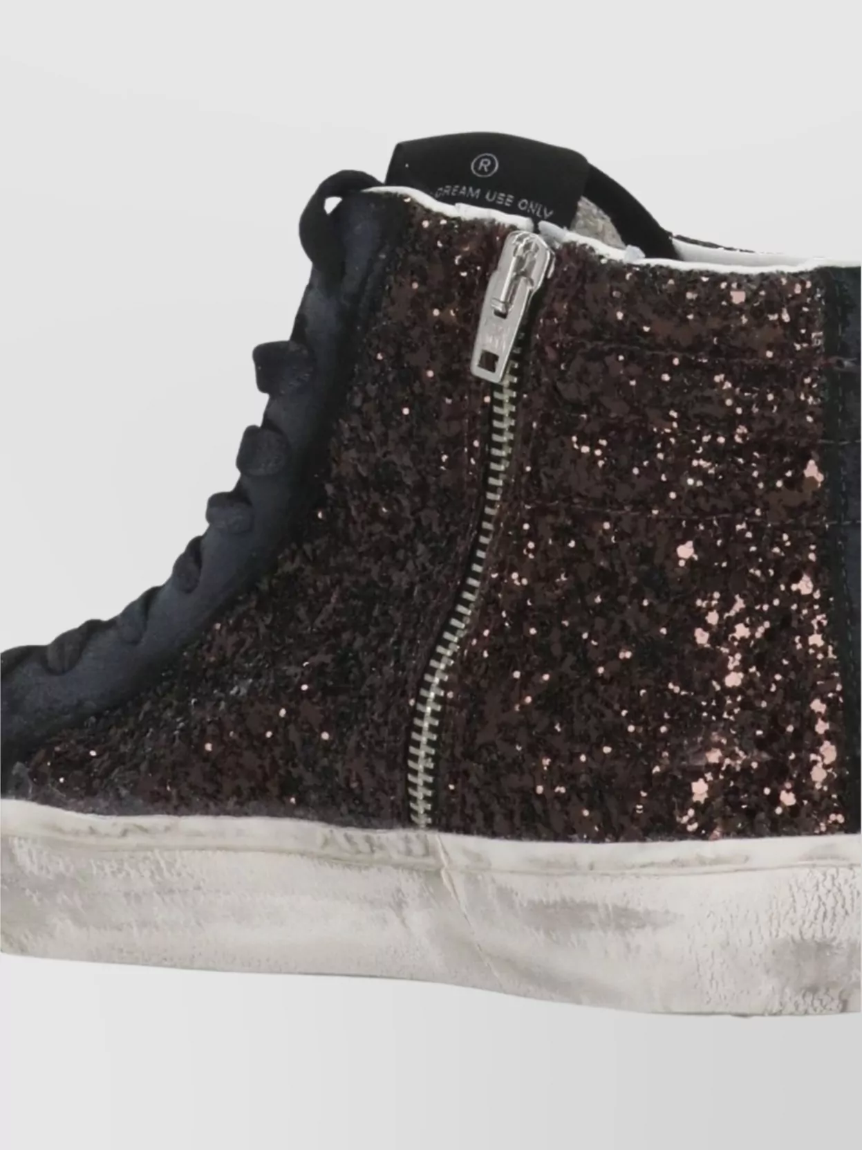Golden Goose Leather High Top Sneakers Glitter Detail
