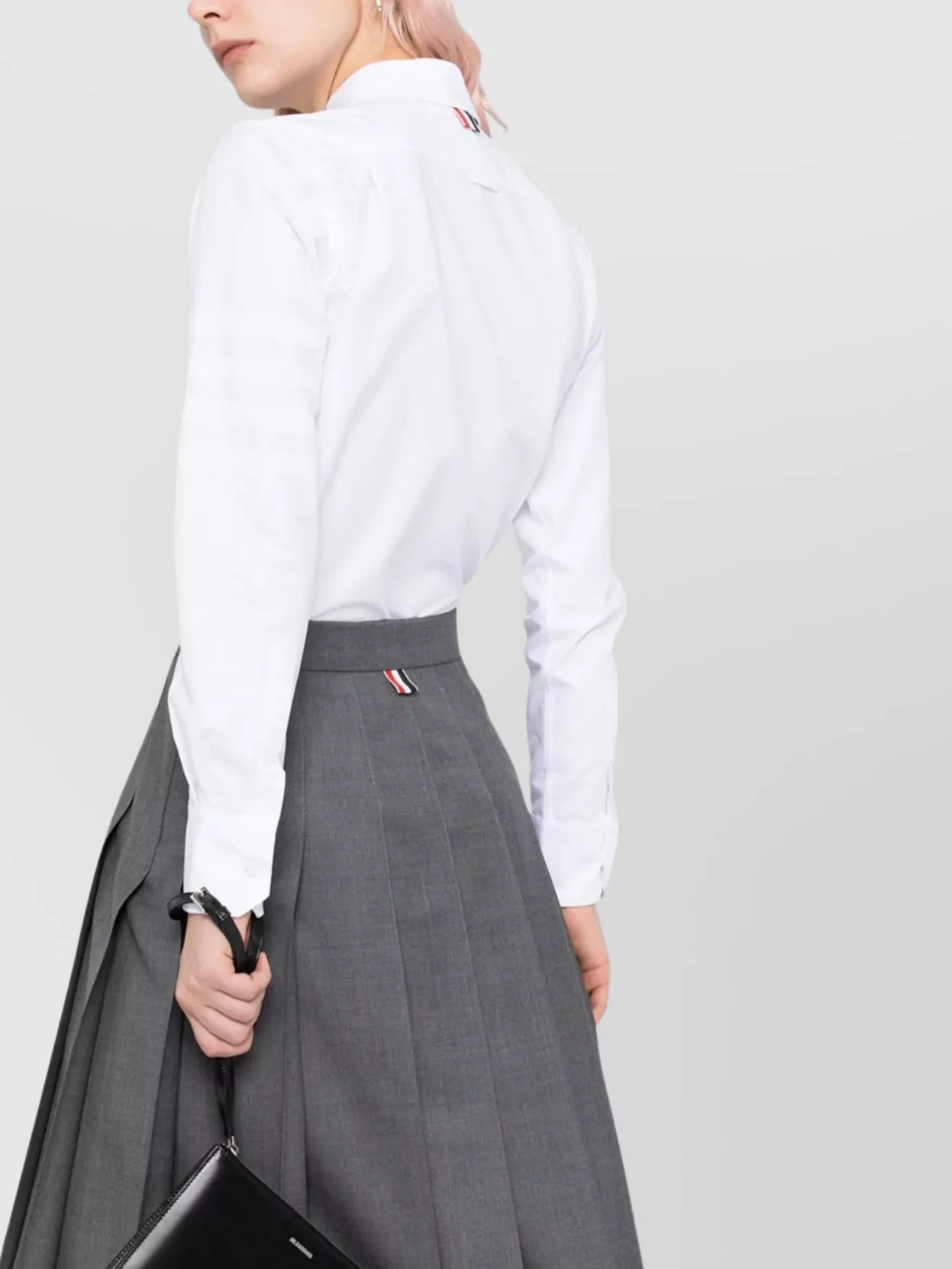 Thom Browne Pleated High-Waisted Midi Skirt