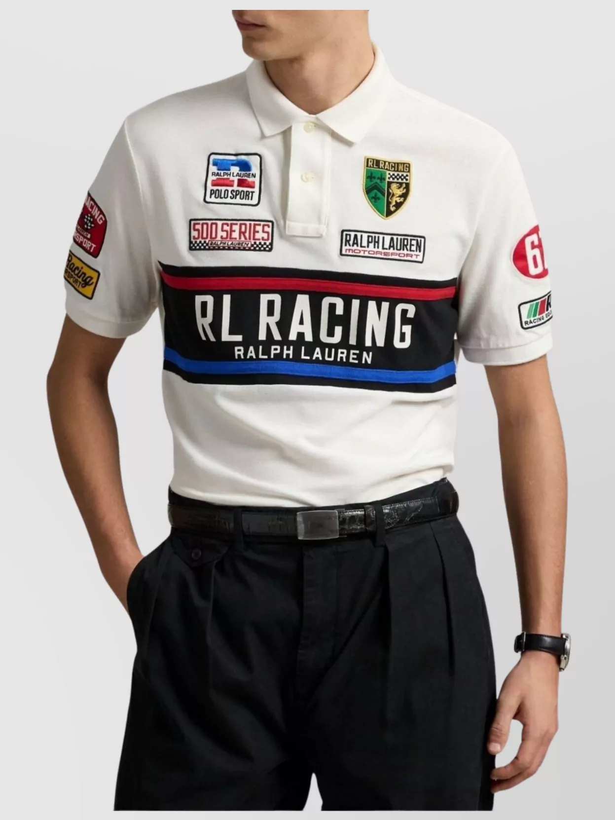 Ralph Lauren Block Design Embroidered Polo Collar Ribbed Sleeves