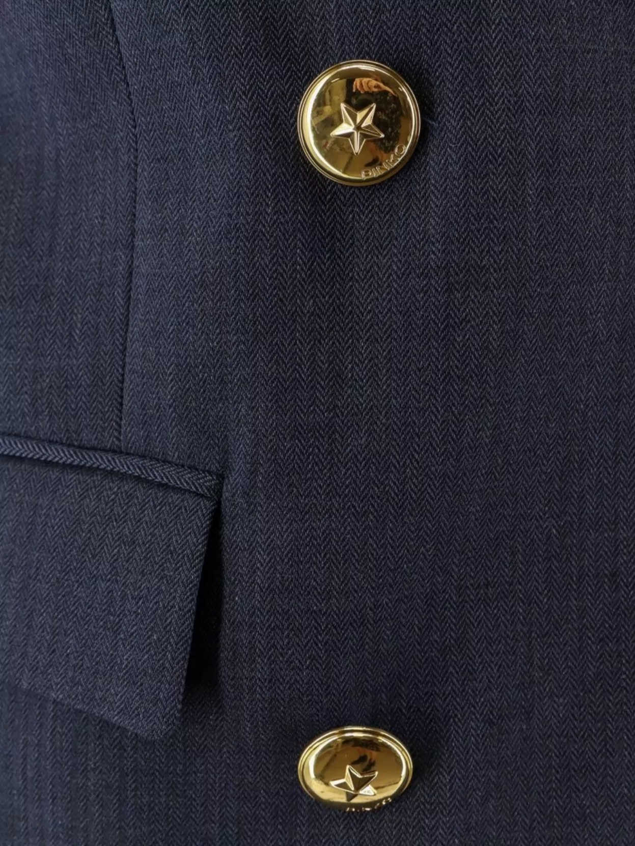 Pinko Woven Wool Double-breasted Blazer In Blue