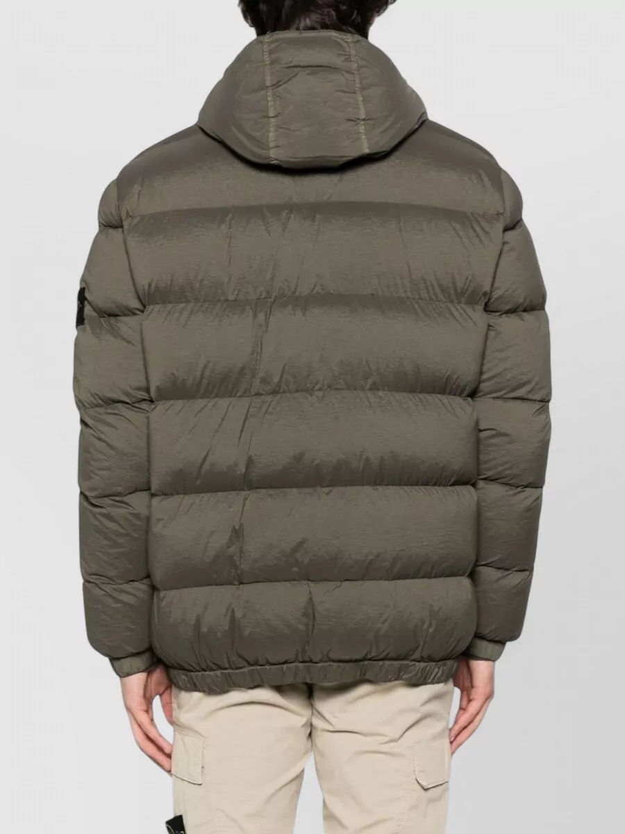 Stone Island Hooded Quilted Jacket Long Sleeves Pockets