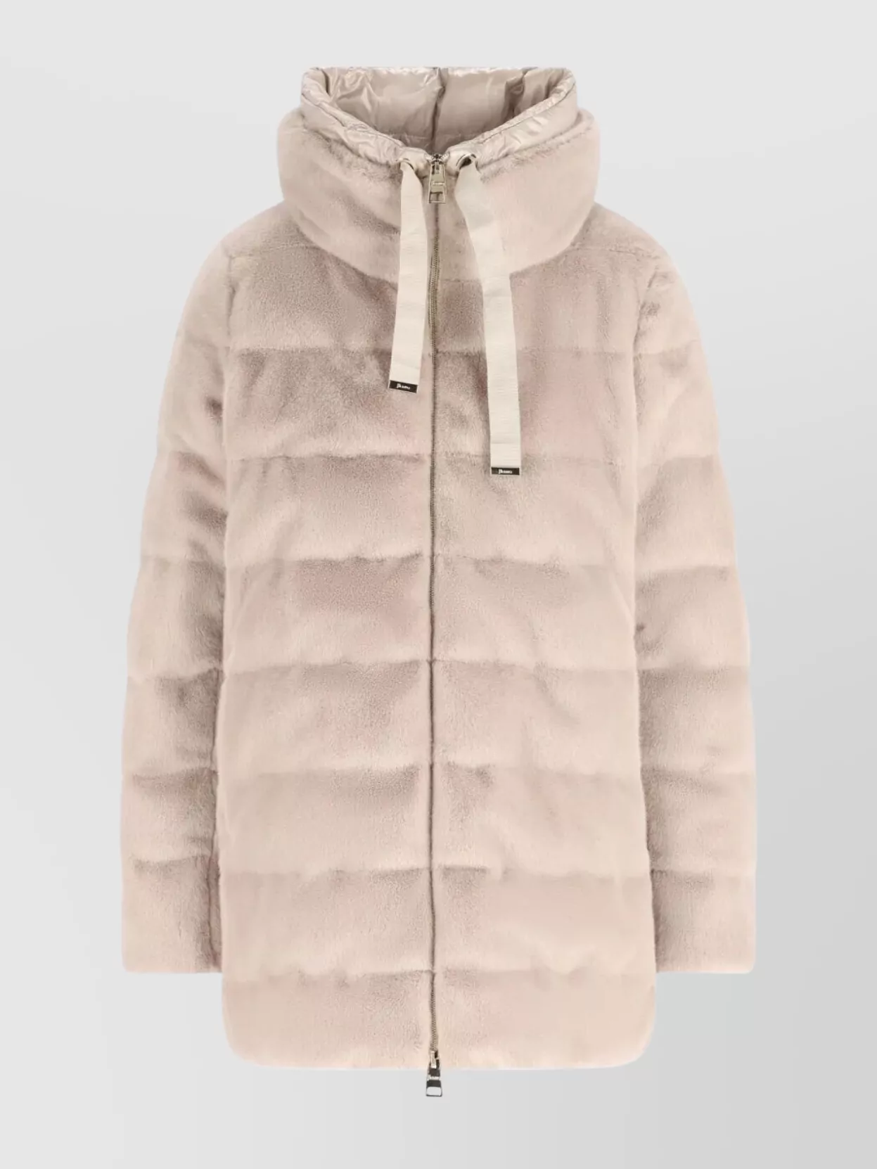 Herno Hooded Long Length Quilted Down Jacket In Neutral