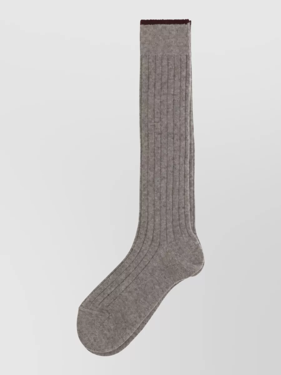 Brunello Cucinelli Ribbed Cashmere Knee-High Socks