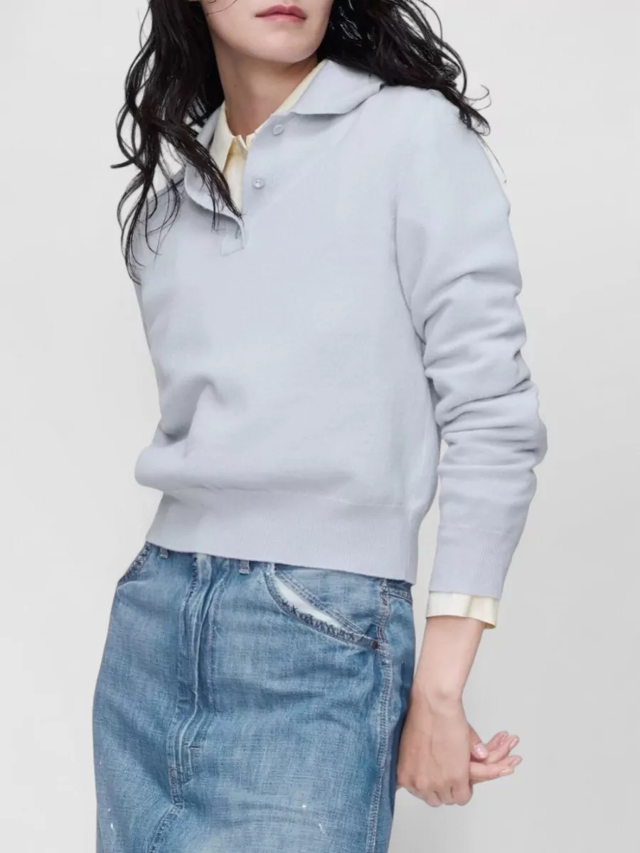 Maison Margiela Wool Knit Polo Shirt Long Sleeves