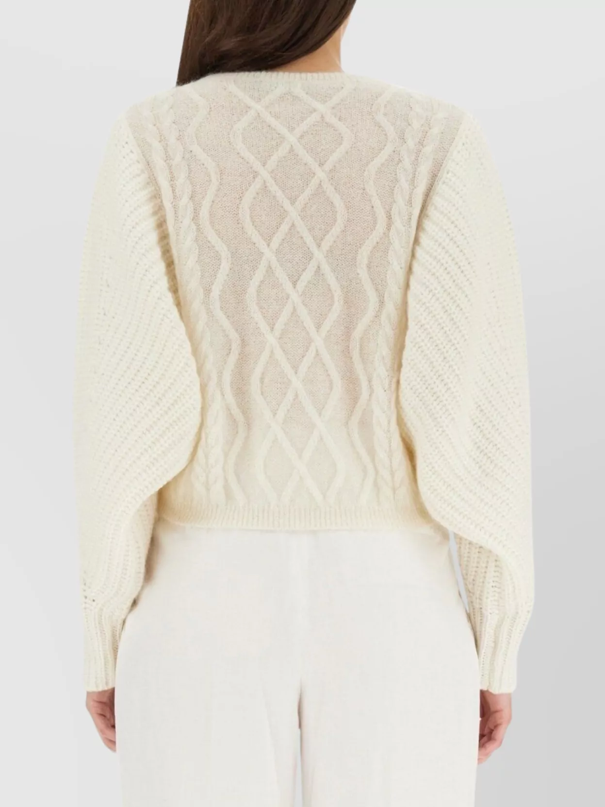 Shop Fabiana Filippi Cable Knit Crew Neck Sweater