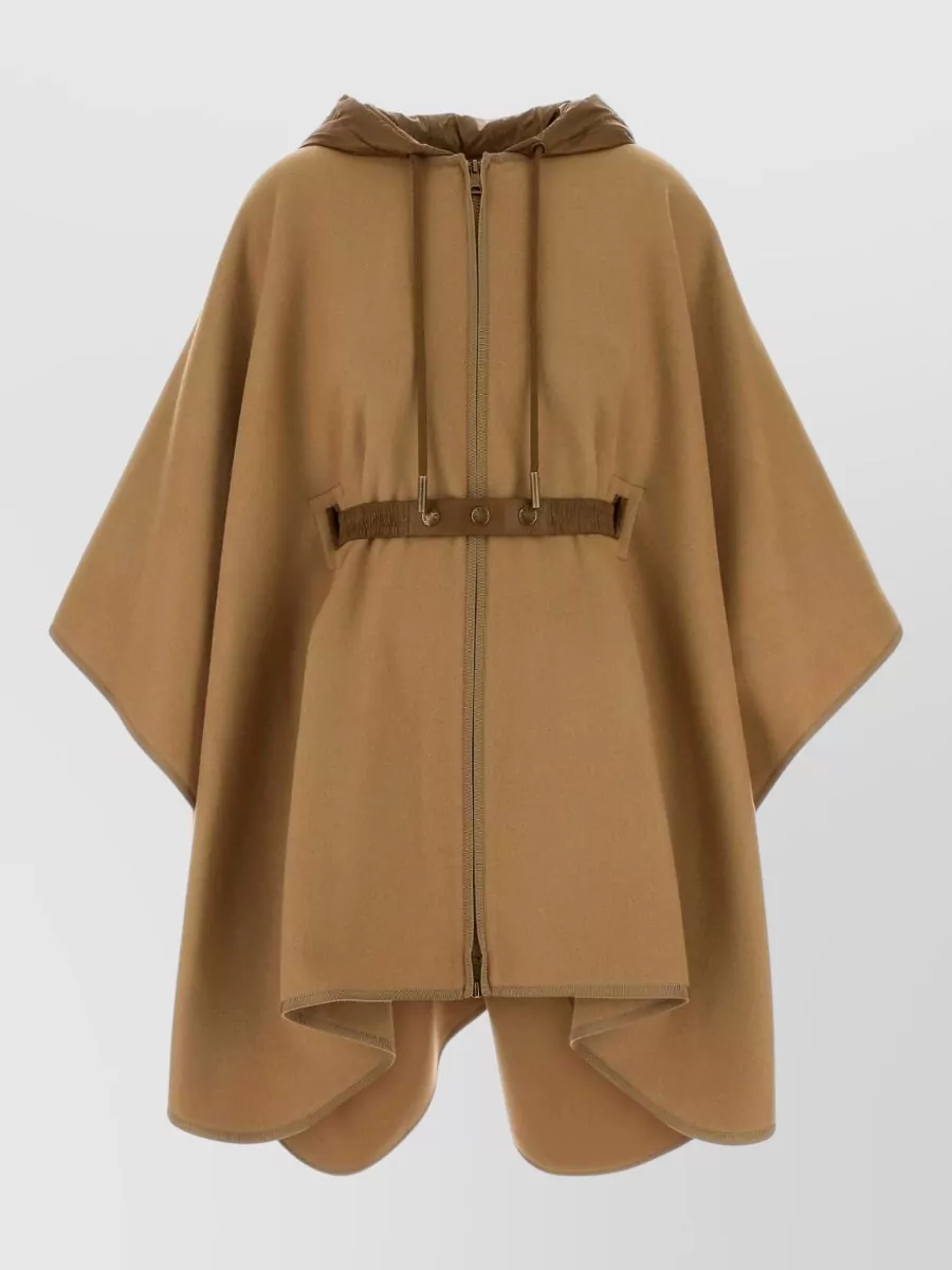 Moncler wool blend padded hooded cape