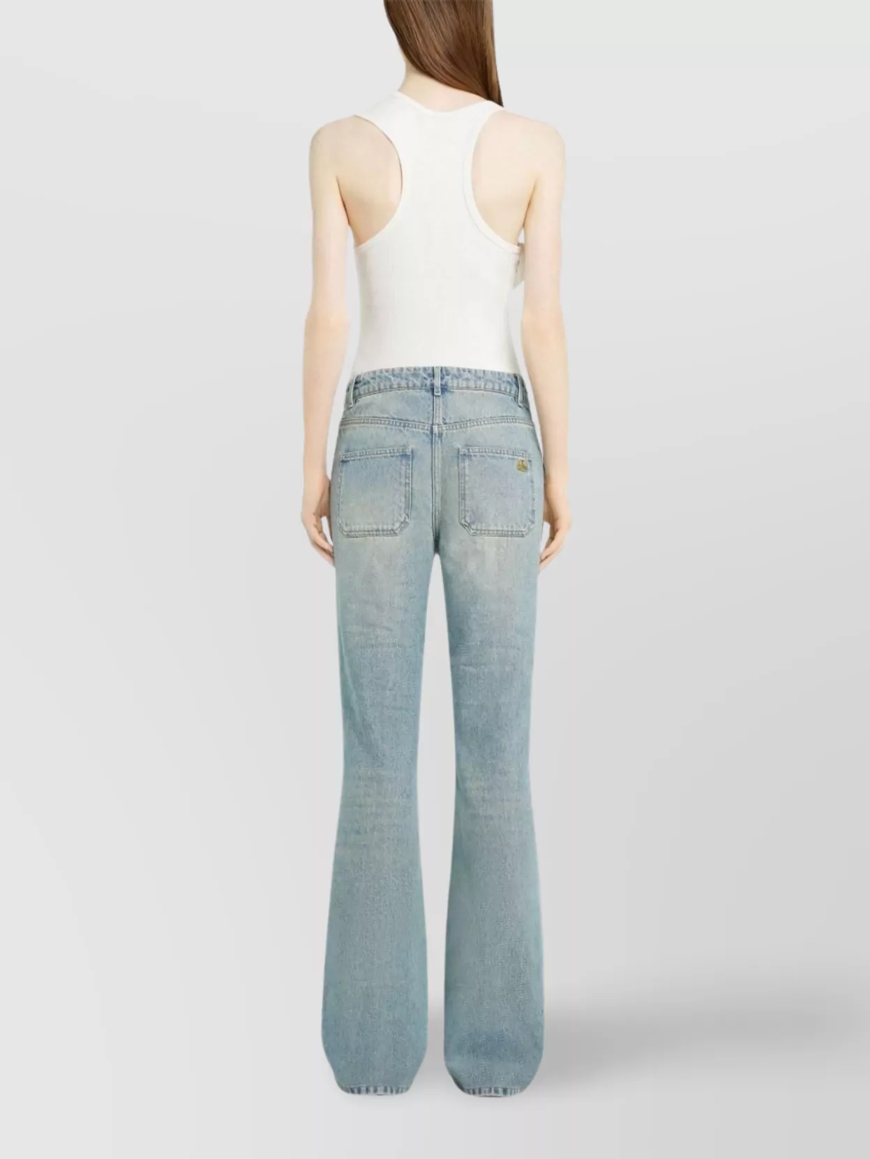 Courrèges Flared Light Wash Five-pocket Trousers In Blue