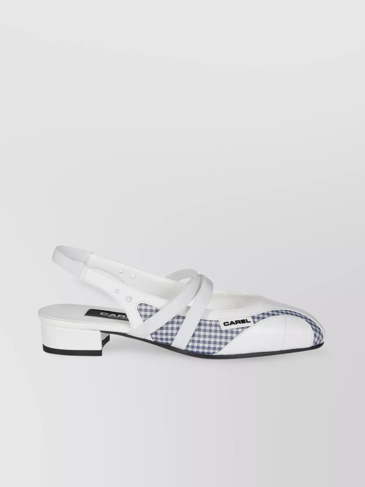 CAREL HOUNDSTOOTH STRAPPY ROUND TOE BALLERINA SHOES