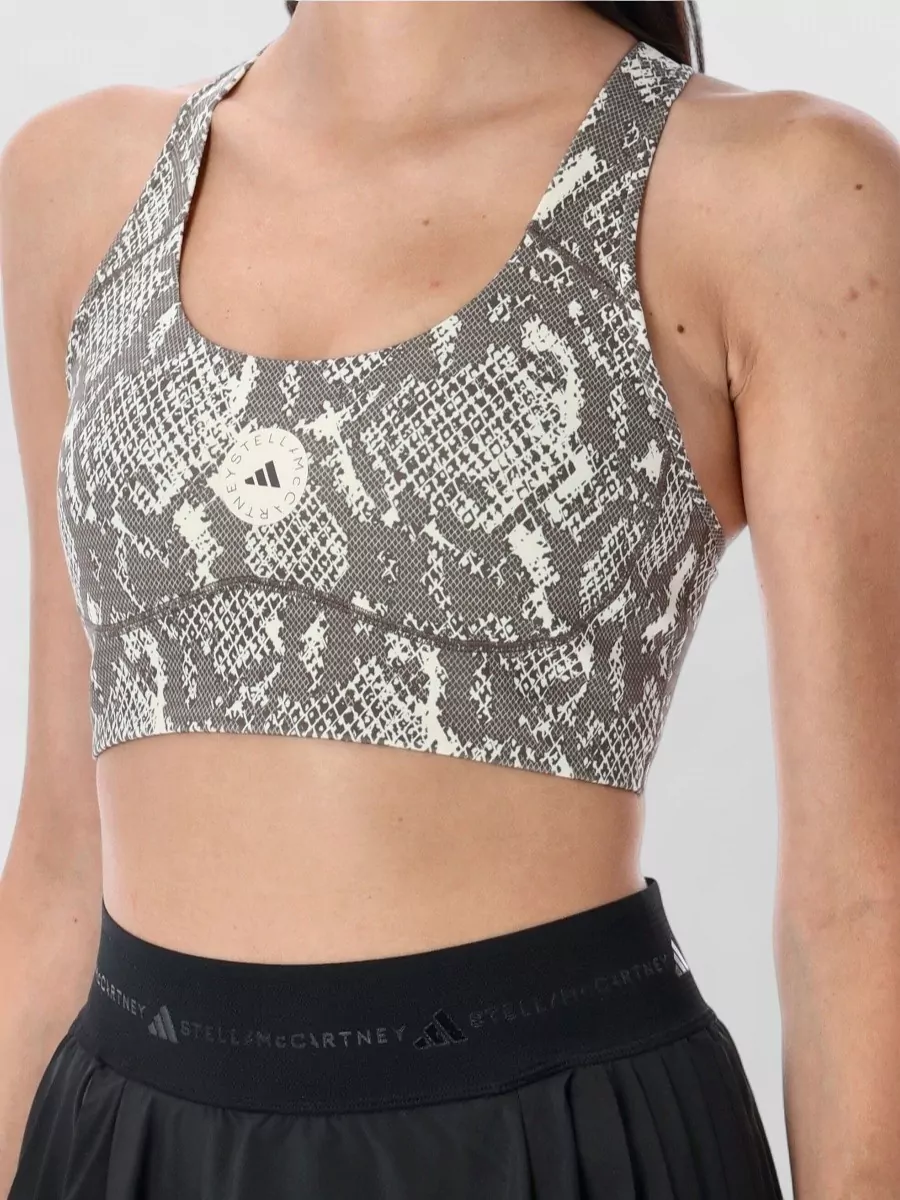 Adidas By Stella Mccartney Snake Print Racerback Sports Bra