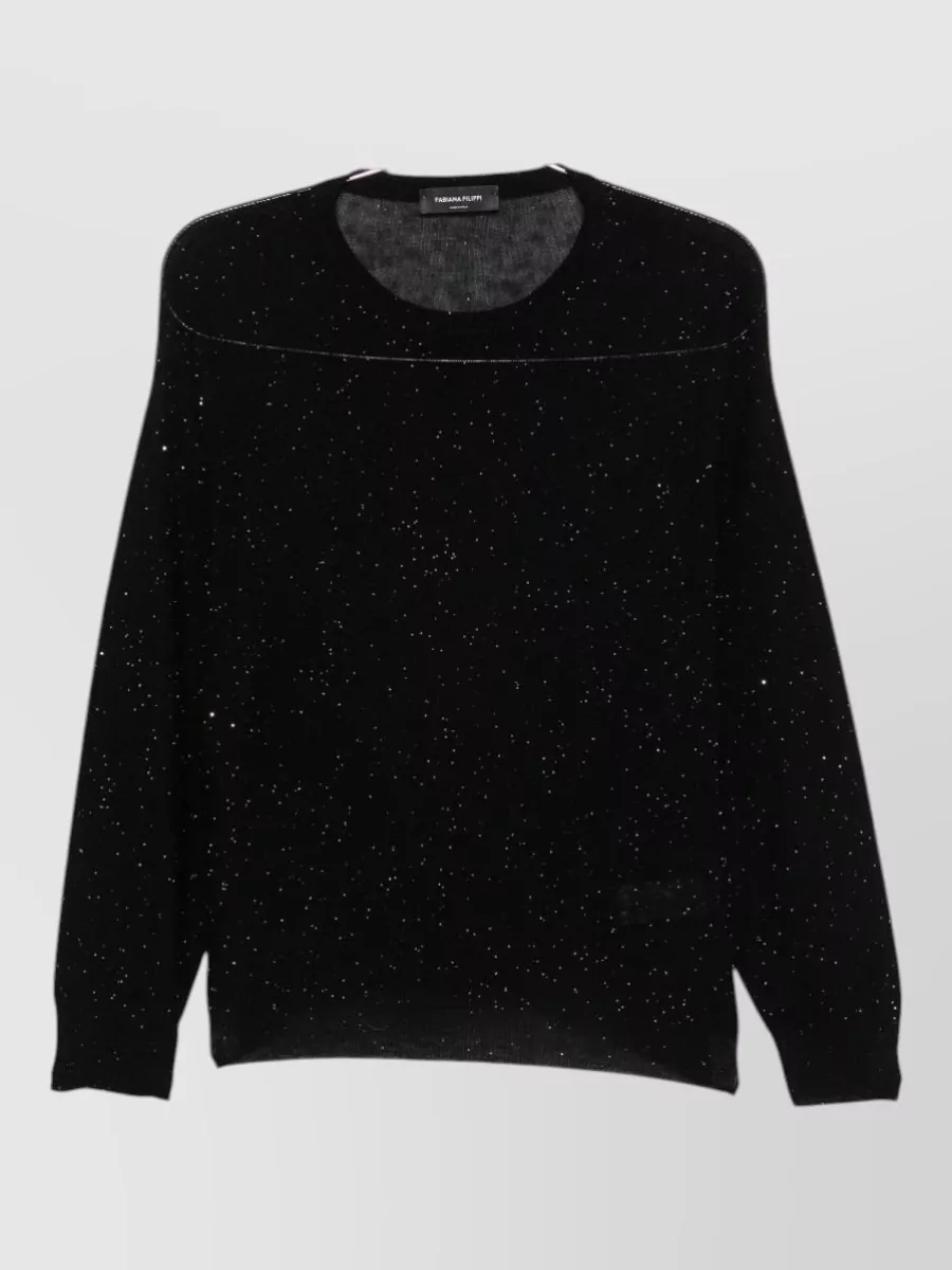 Fabiana Filippi wool sequin-embellished ribbed-cuff crew-neck sweater
