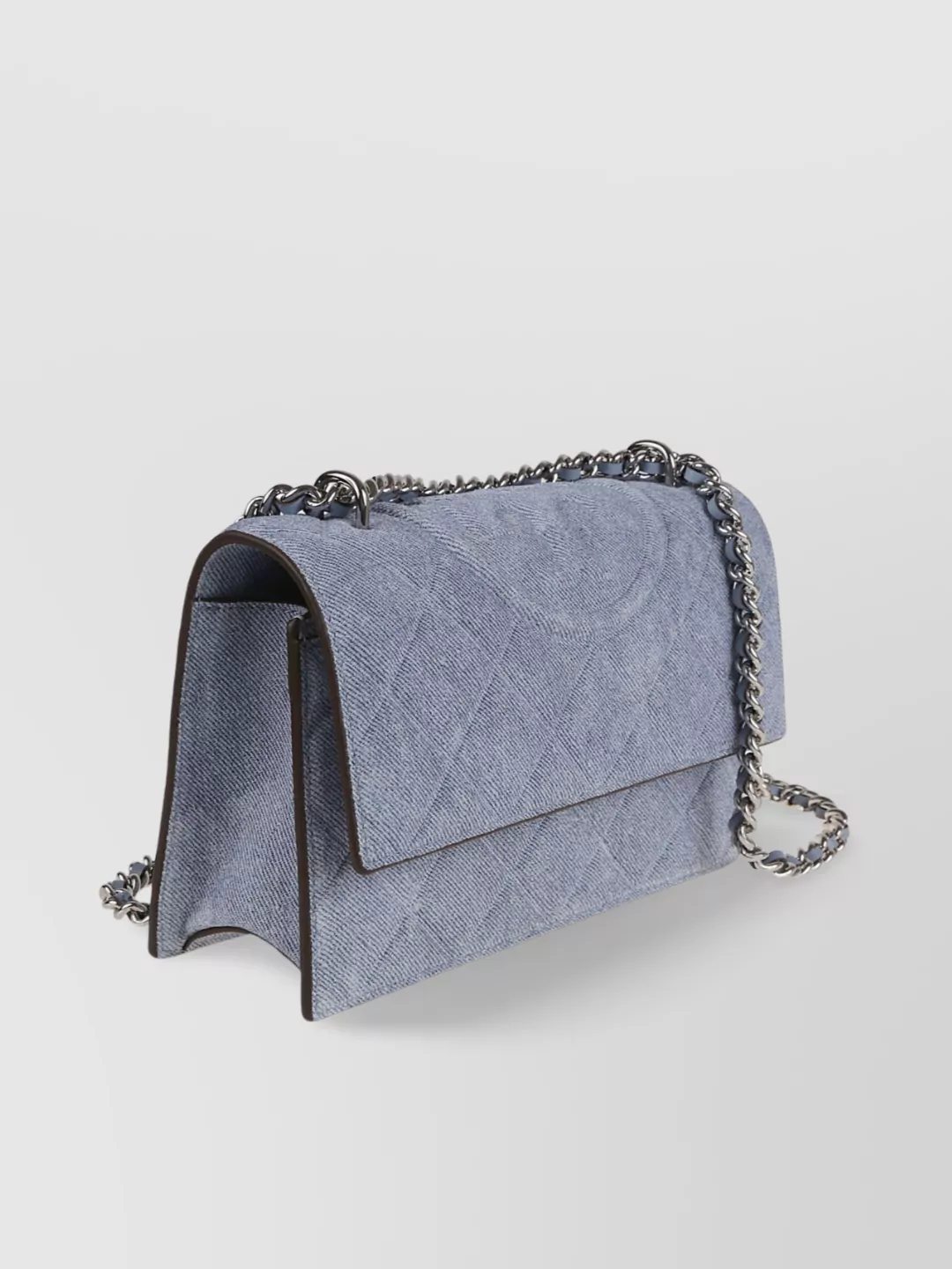 TORY BURCH SMALL SHOULDER BAG WITH CHAIN STRAP IN DENIM