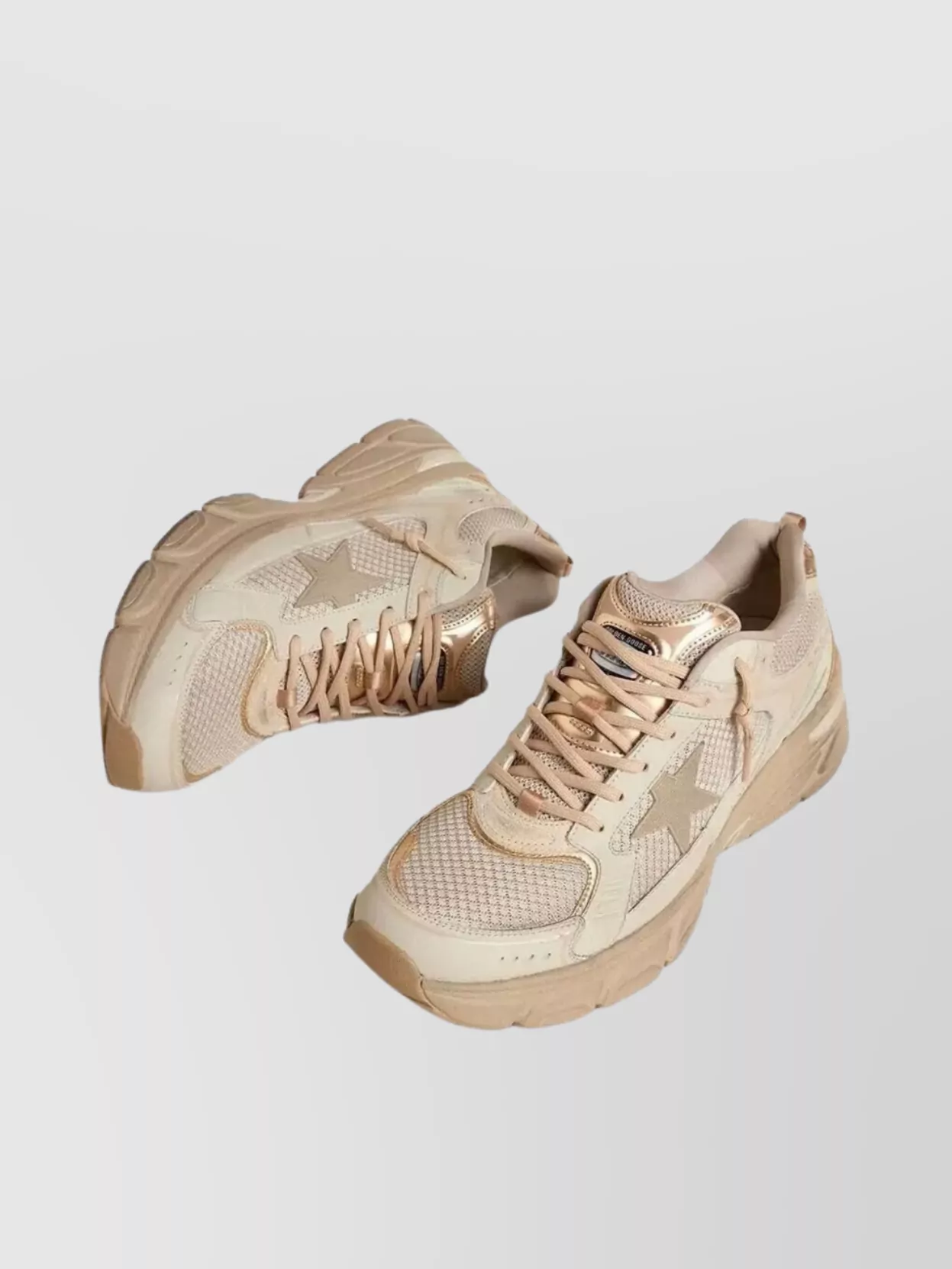 Golden Goose Net Leather And Suede Sneakers With Star Detail