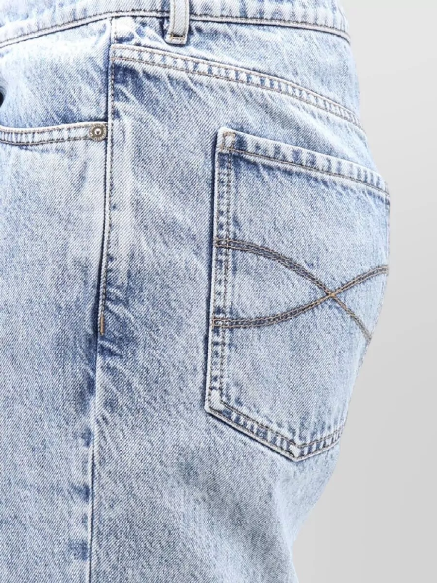 Brunello Cucinelli Denim Straight-Leg Turn-Up Jeans