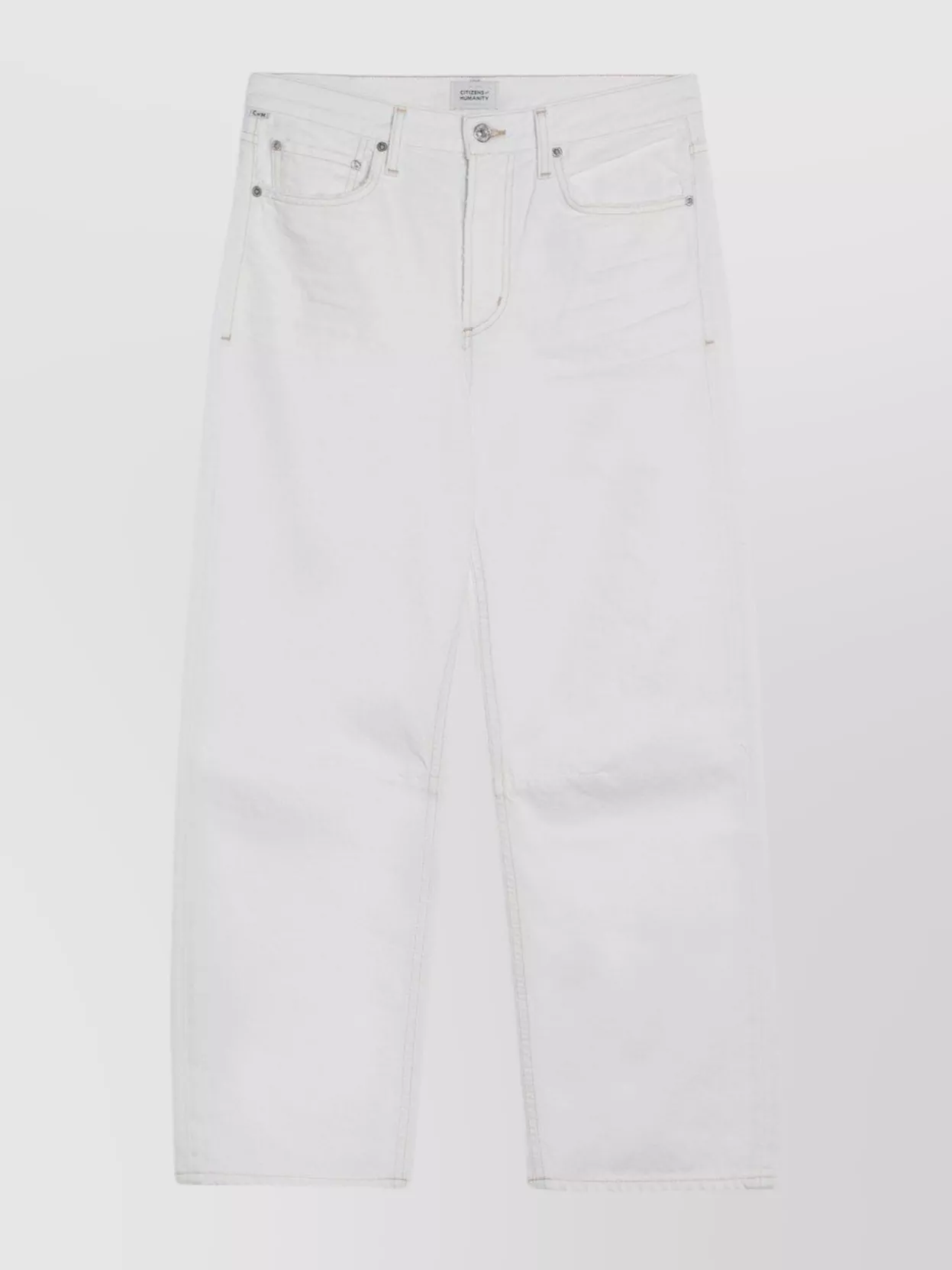 Citizen Of Humanity Denim Trousers With Belt Loops And Contrast Stitching In White