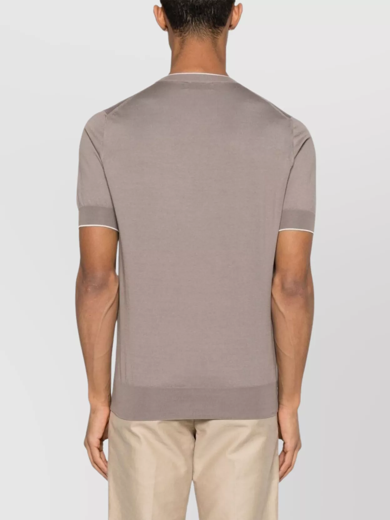 Brunello Cucinelli Knitted Cotton T-shirt Trim Contrasting